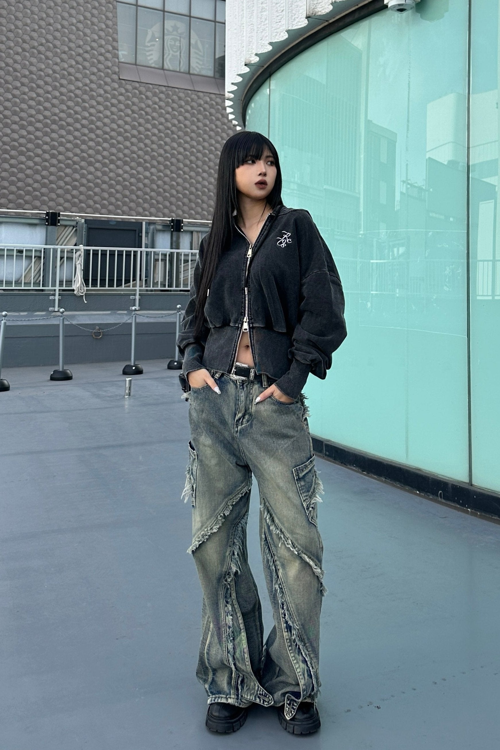 ウォッシュドブルーフリンジデニム KSG19121