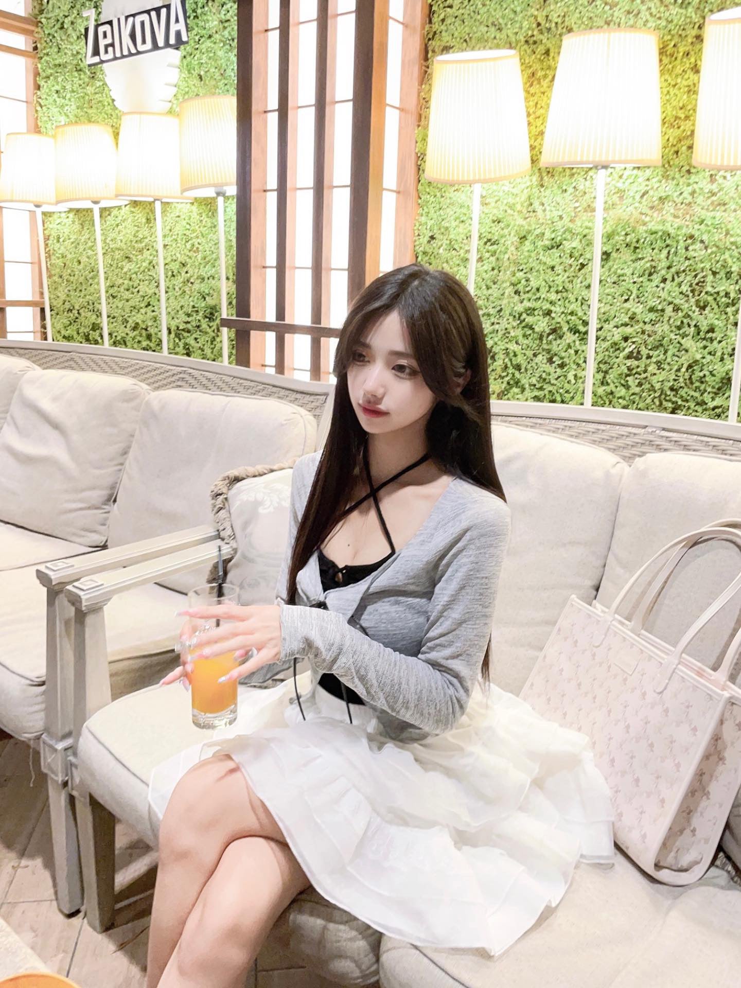 レースアップクロップドトップス+キャミ KSG14838