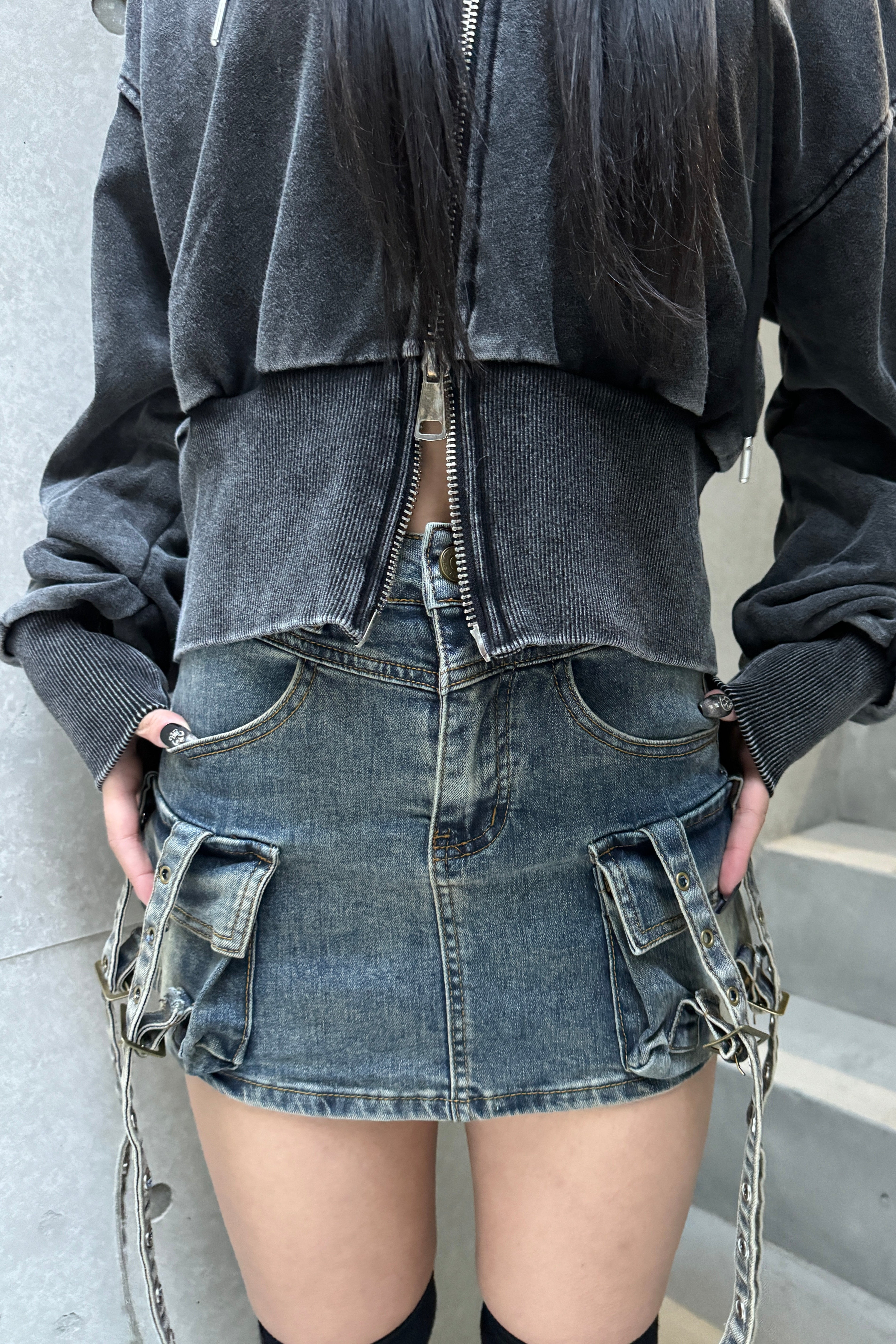 cargo long belt skirt KSG20631