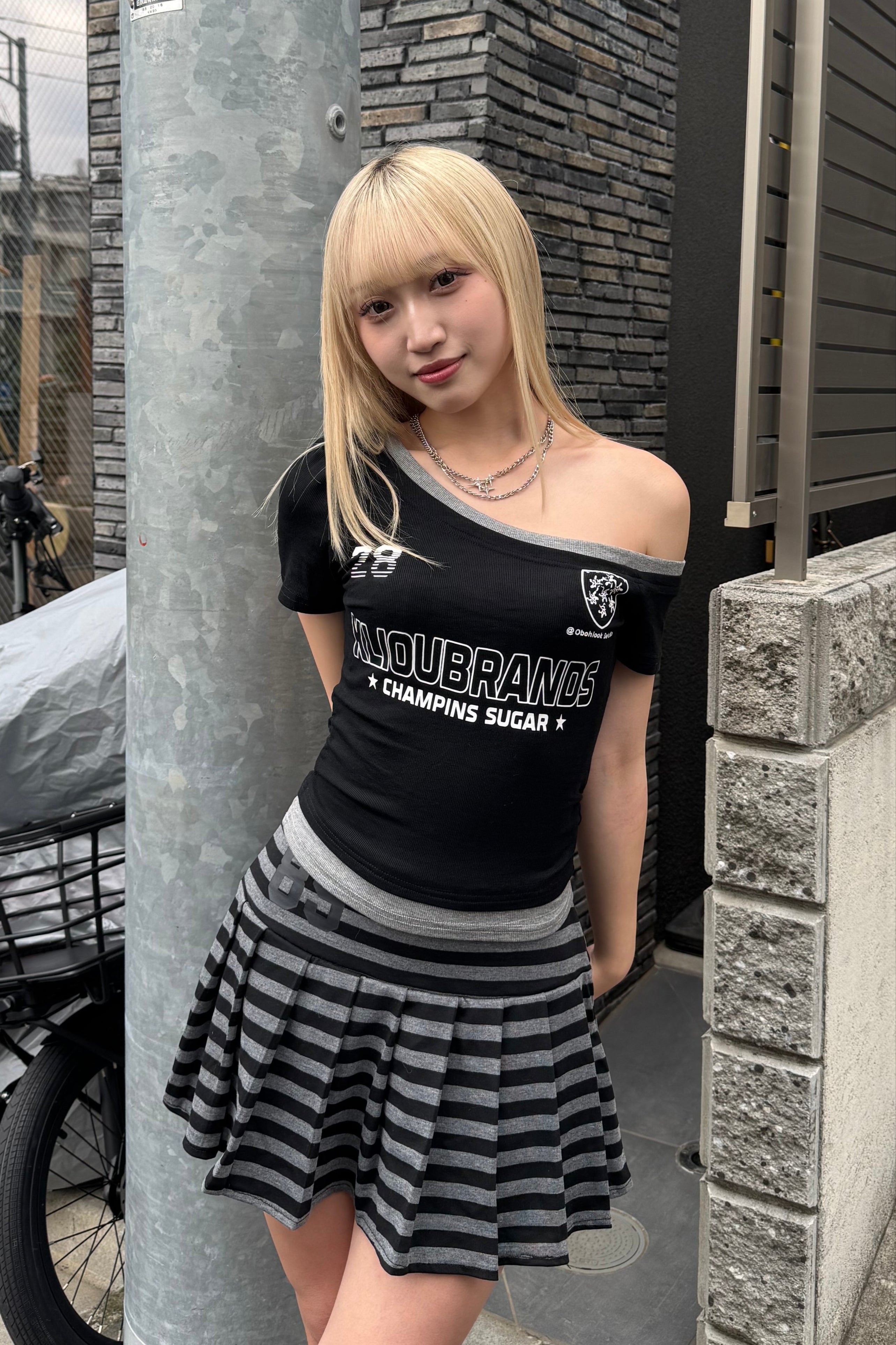 ボーダープリーツミニスカート KSG20843