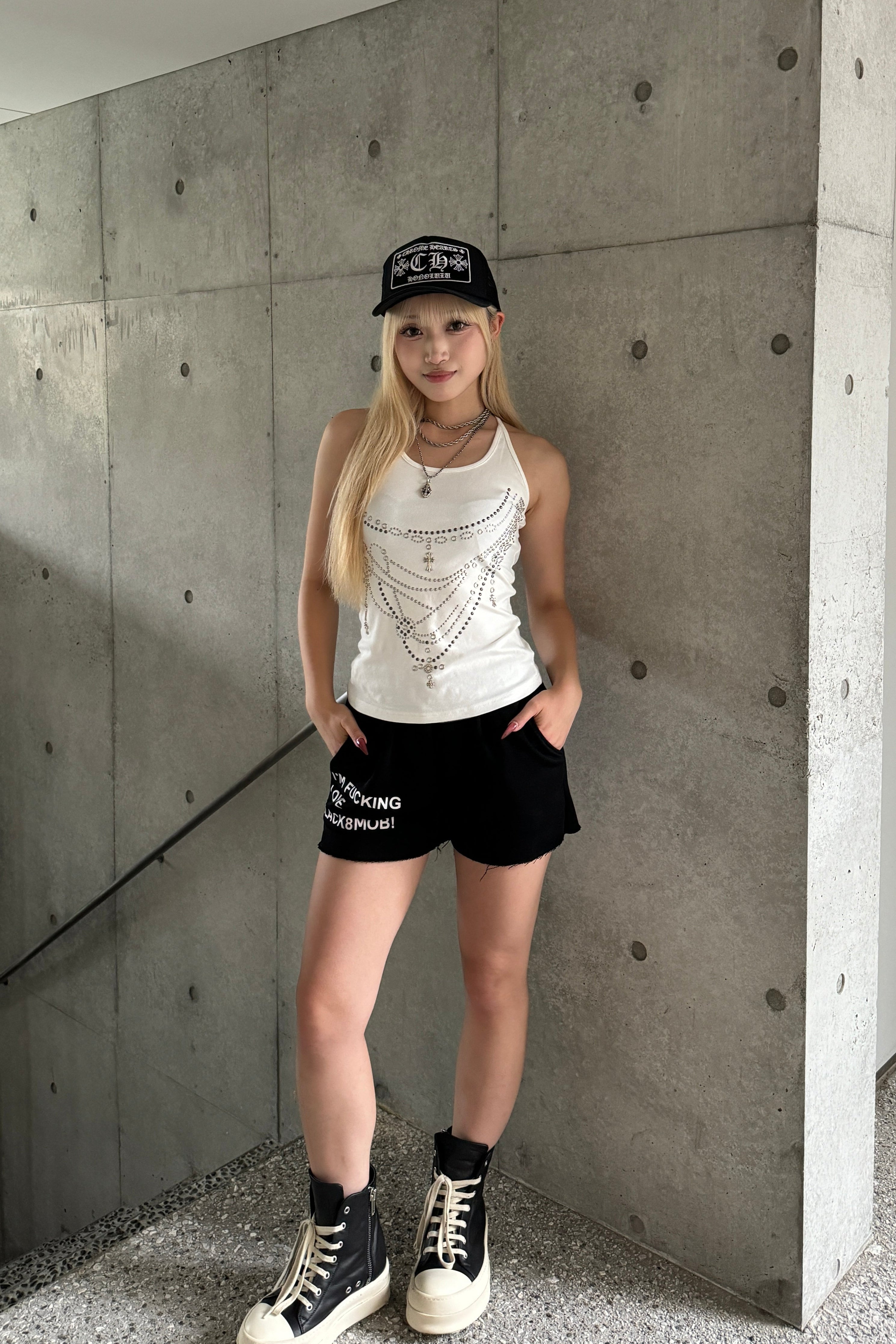 raw hem sweat short pants KSG19311