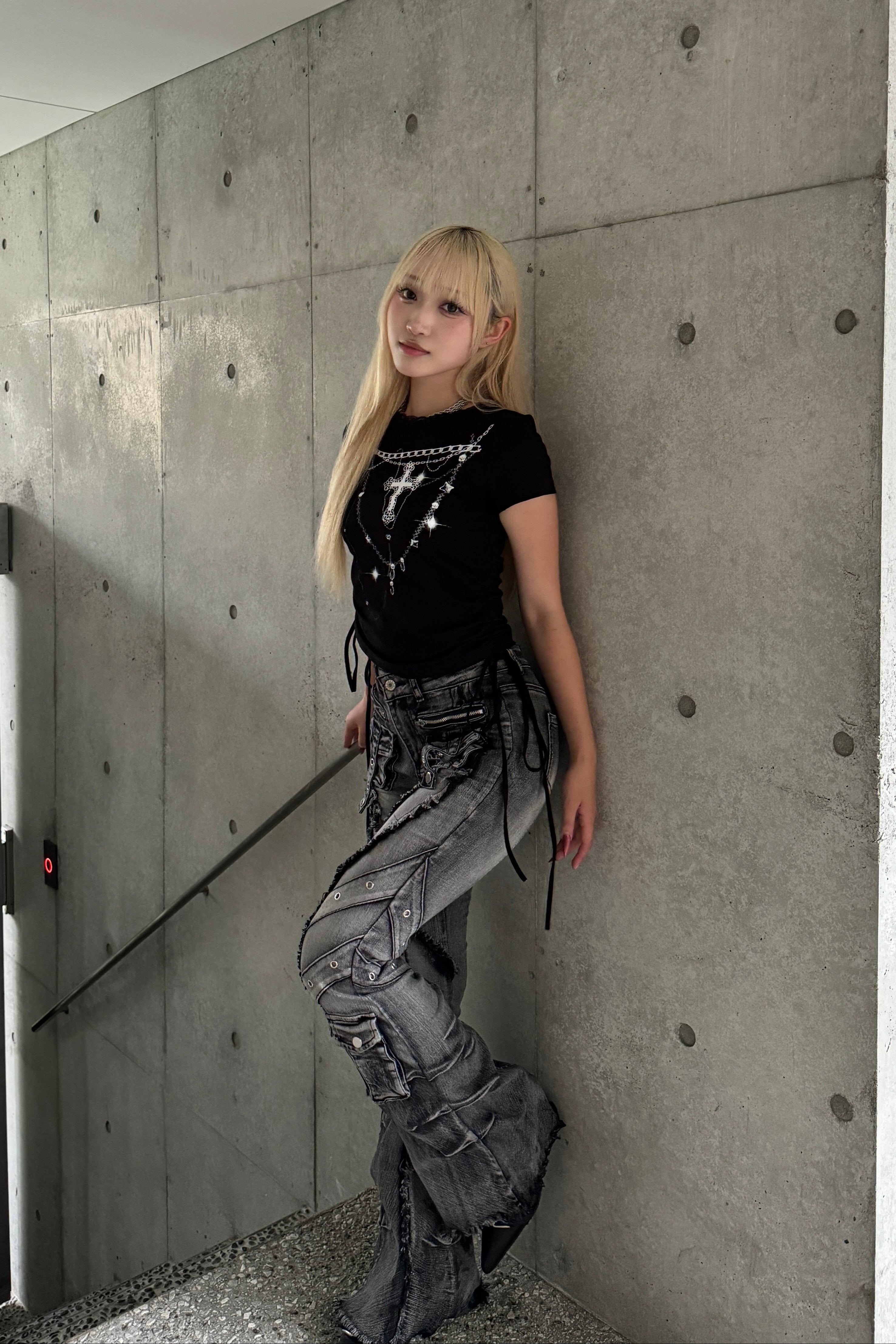 fringe line flare denim KSG19303