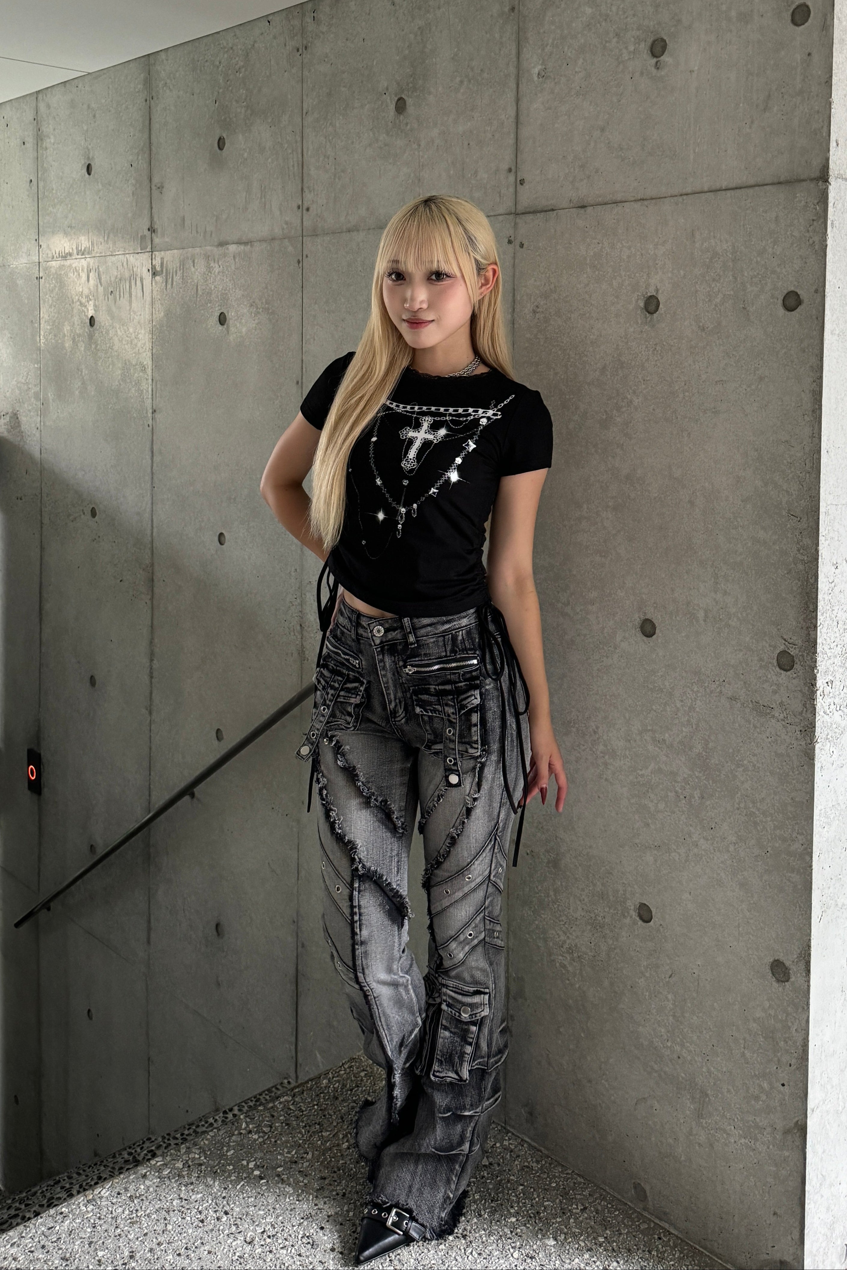 fringe line flare denim KSG19303
