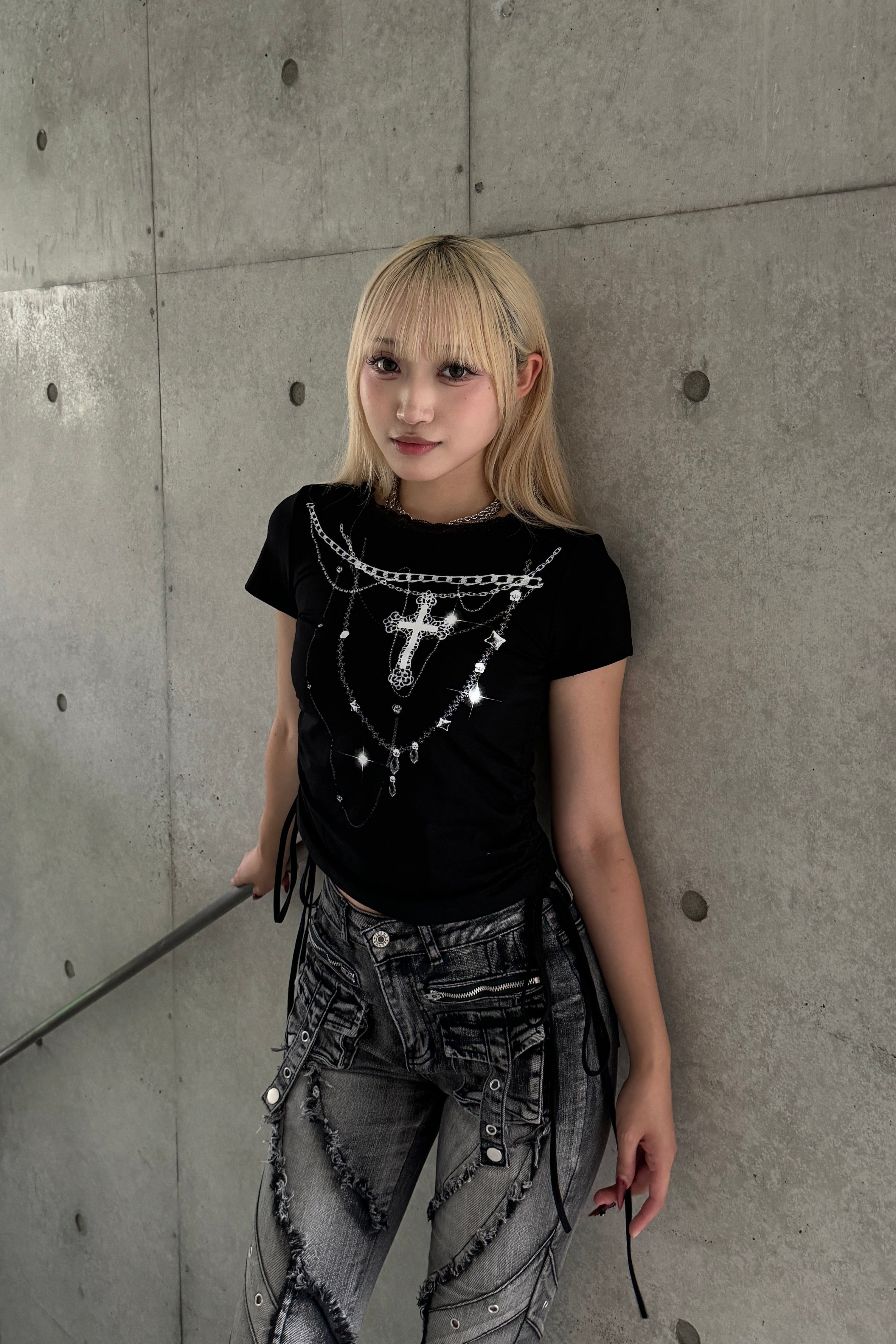 shining chain shirring T KSG20913