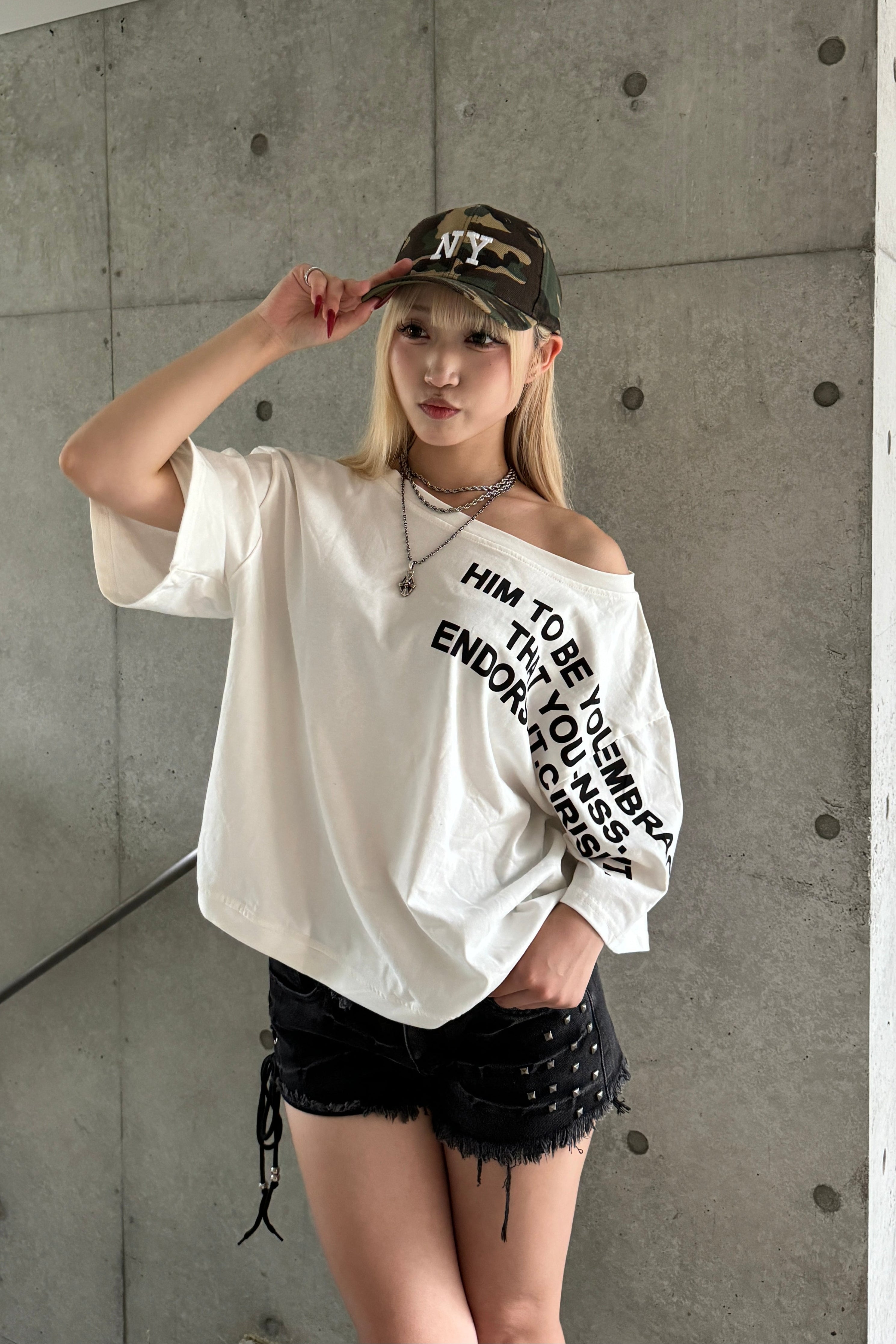 hem waist denim short pants KSG19305