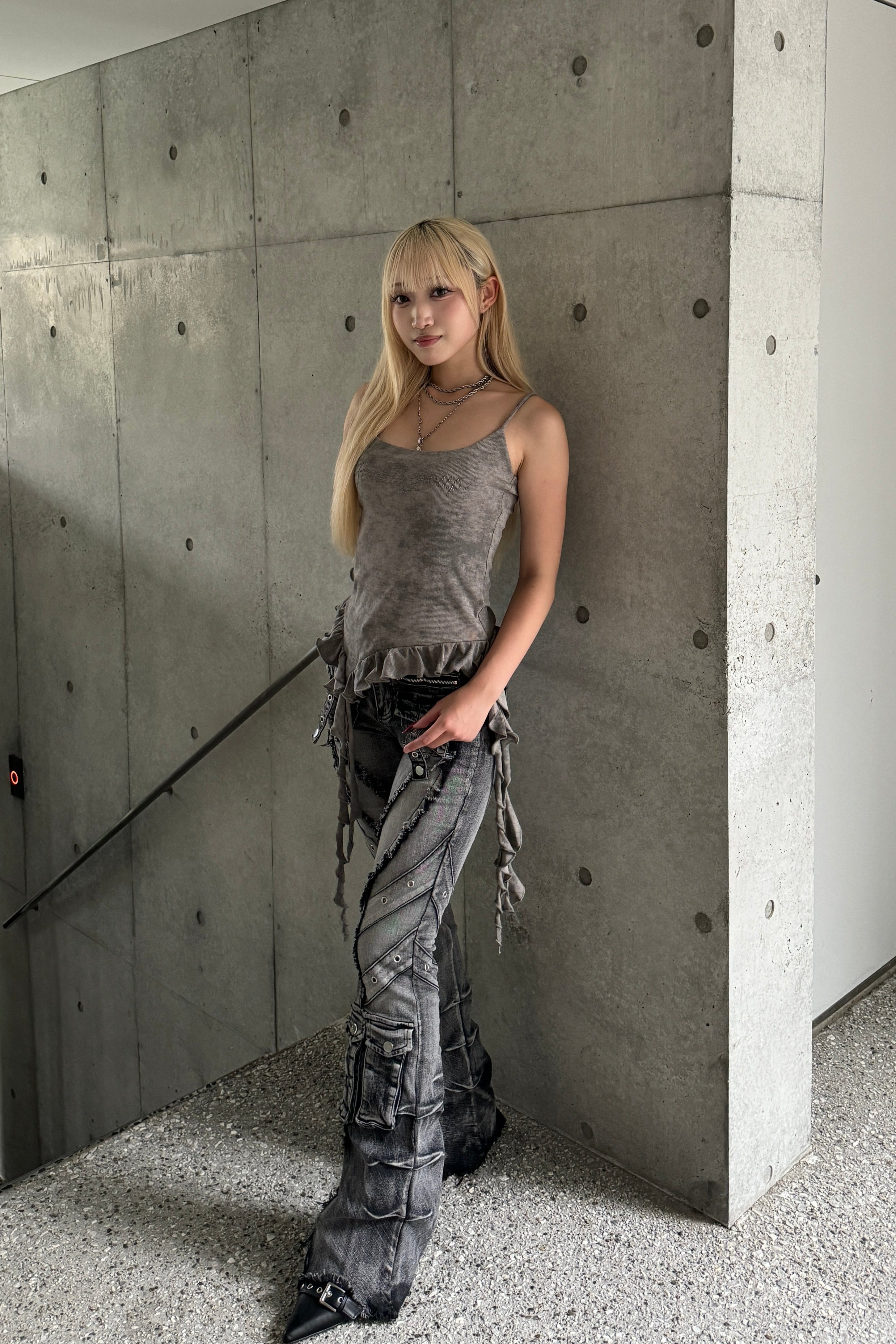 fringe line flare denim KSG19303