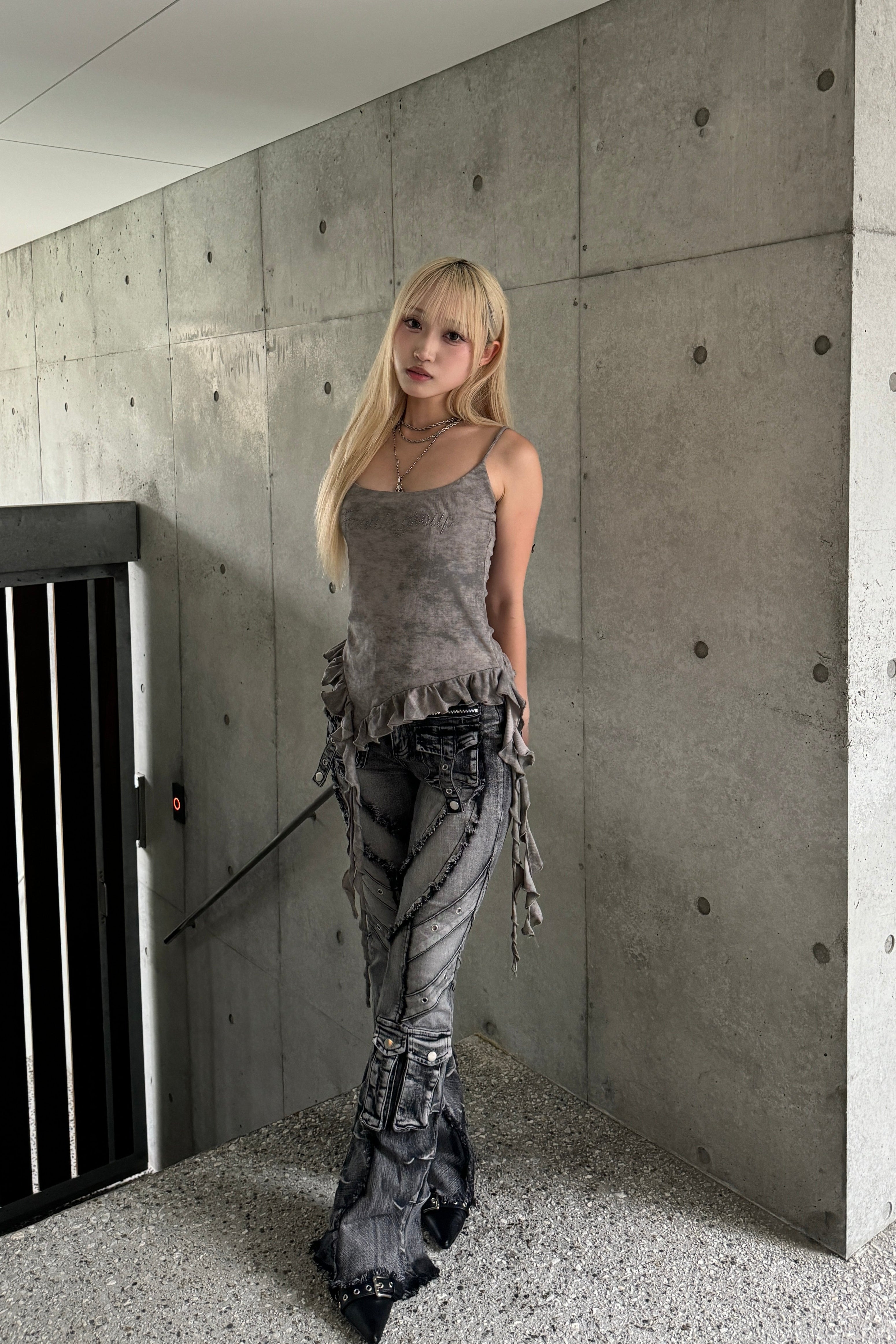 fringe line flare denim KSG19303