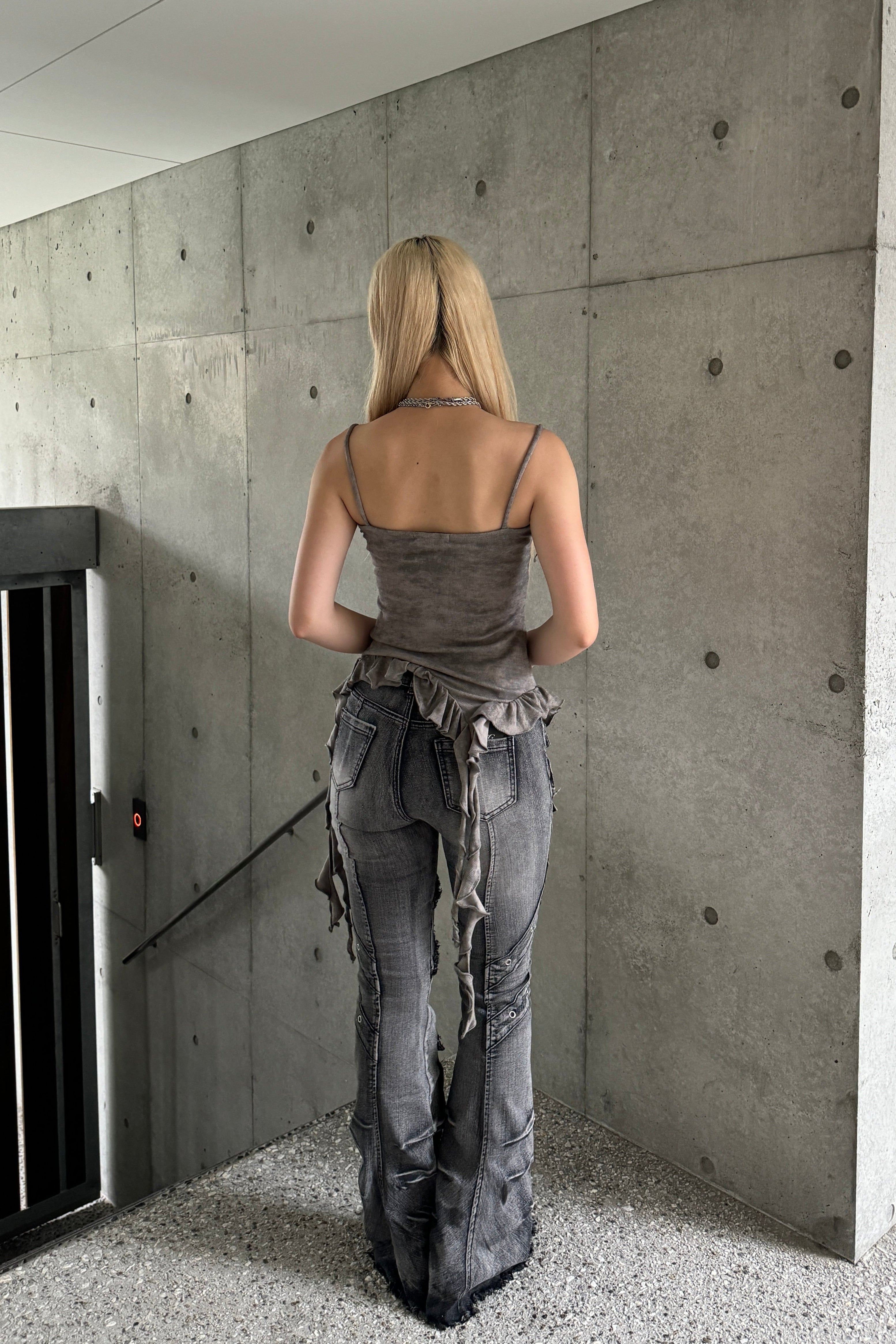 fringe line flare denim KSG19303