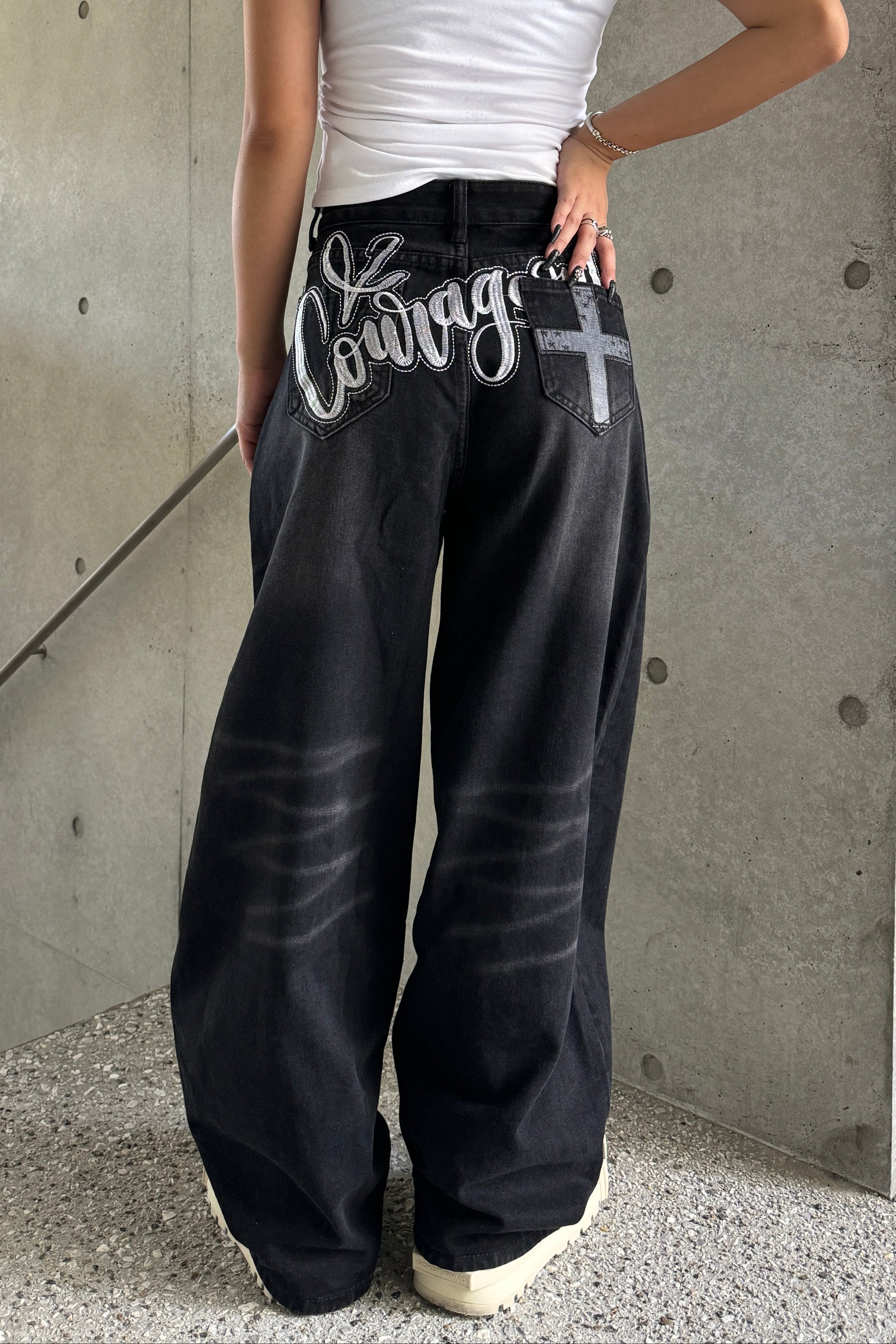 lettering cross pocket denim KSG19312