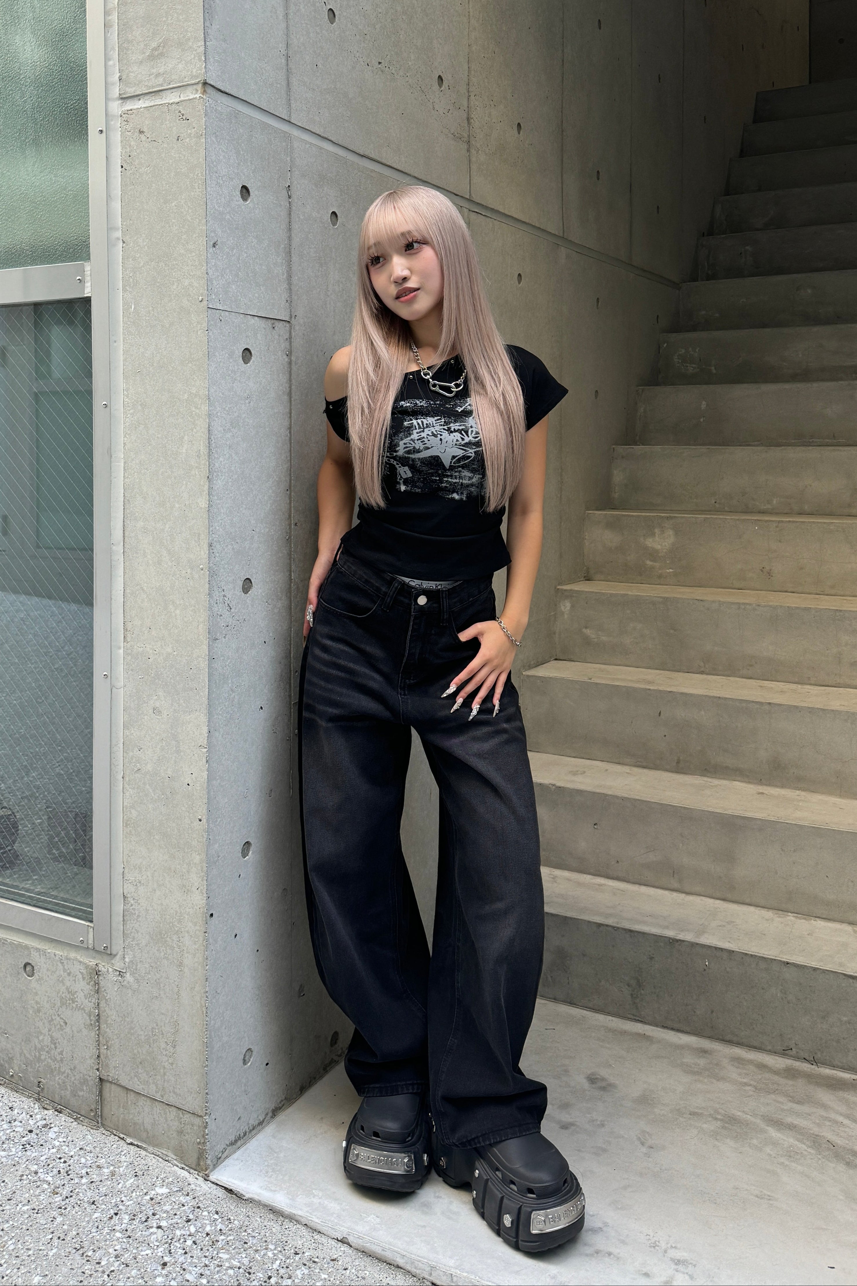 messy studs one-shoulder KSG20897