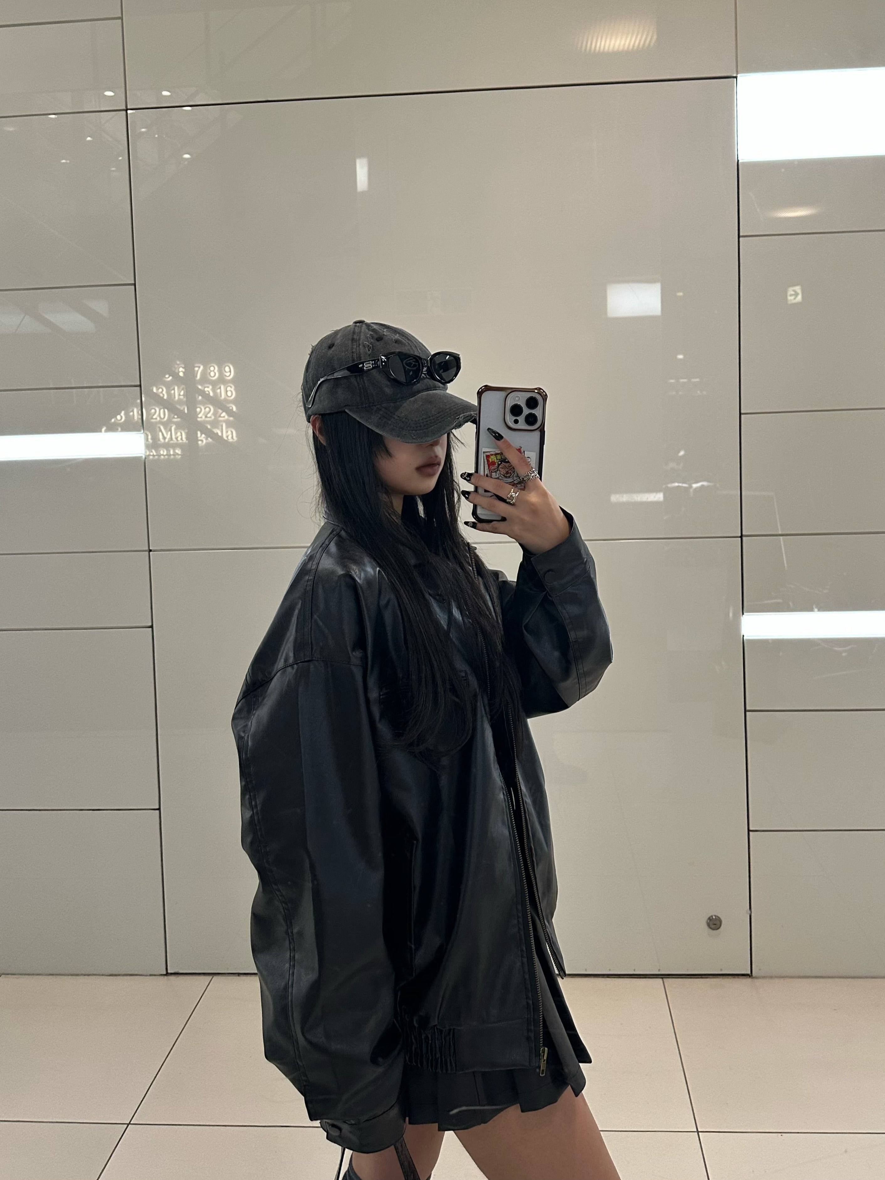 レザージャケット+プリーツスカートセットアップ KSG30003