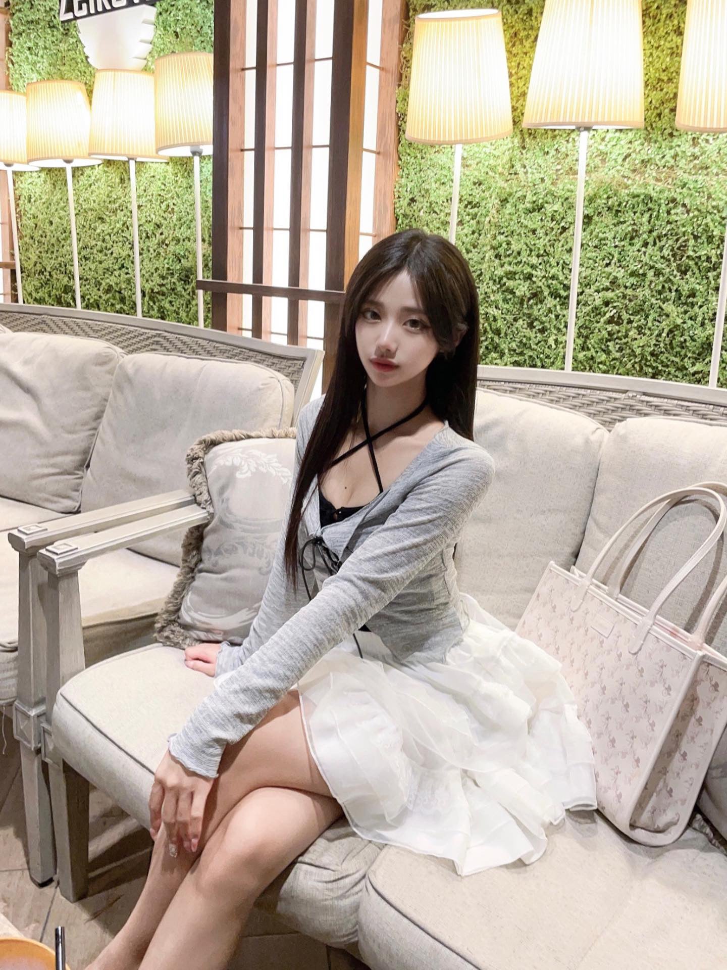 レースアップクロップドトップス+キャミ KSG14838