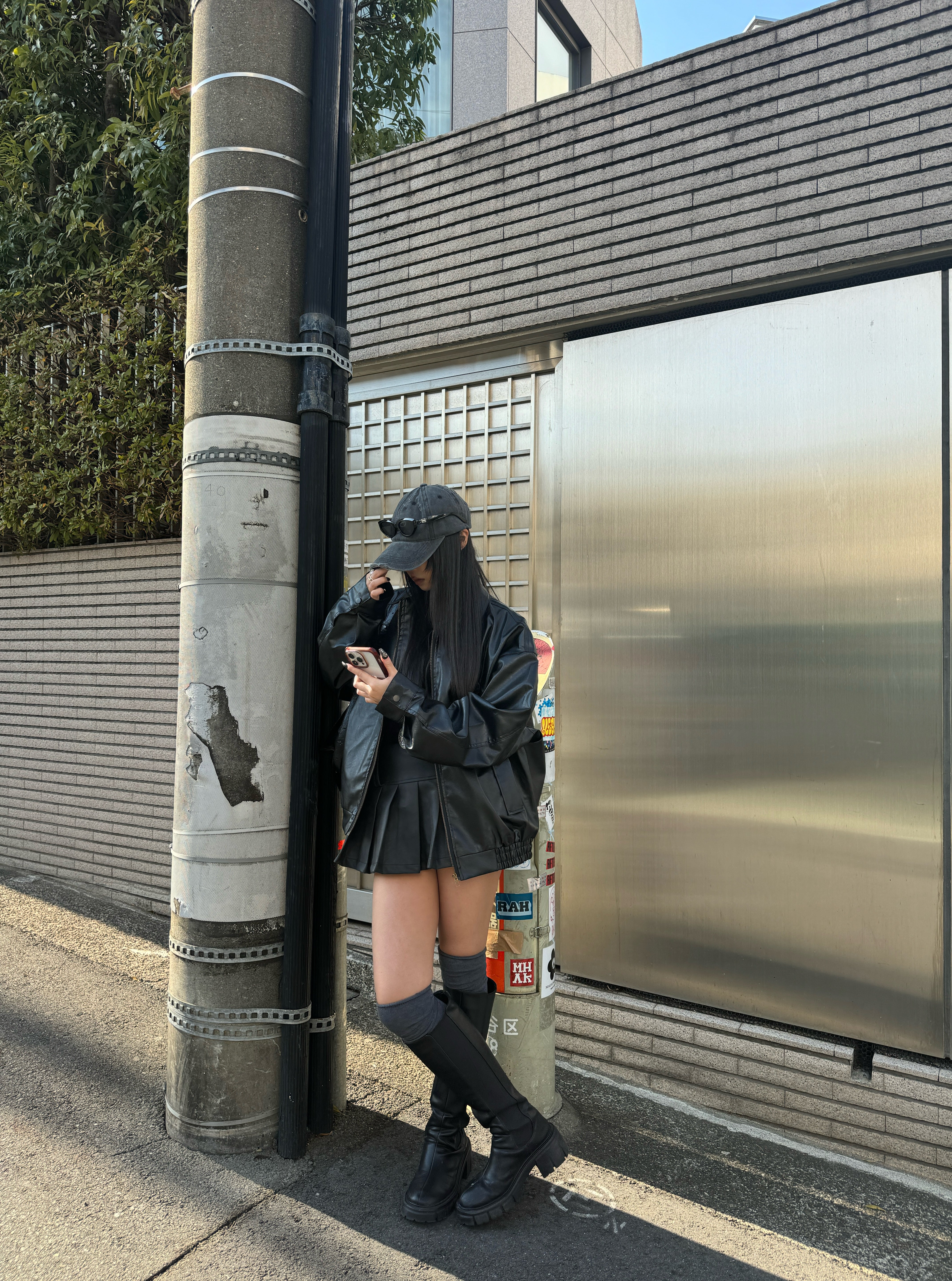 レザージャケット+プリーツスカートセットアップ KSG30003