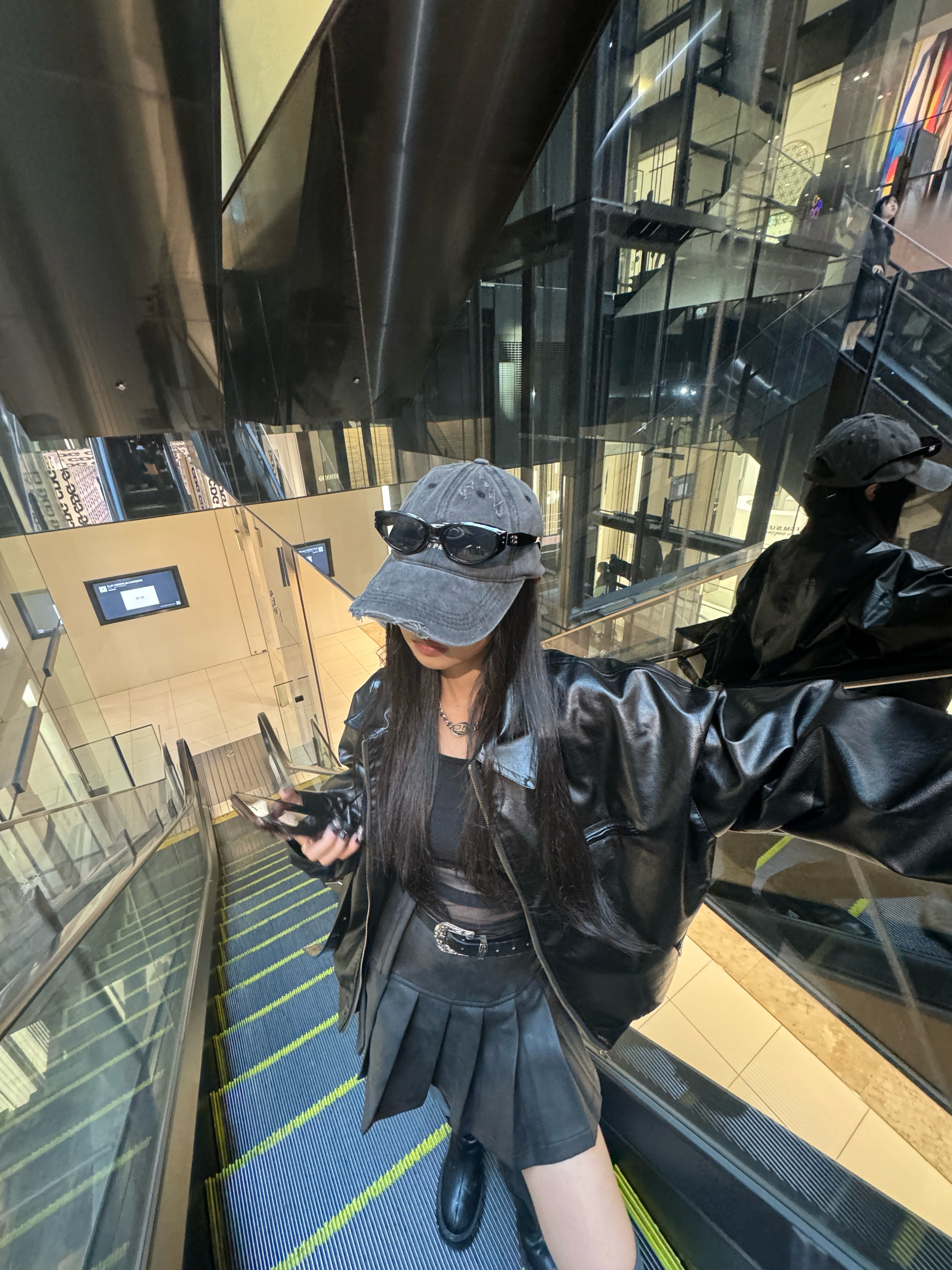 レザージャケット+プリーツスカートセットアップ KSG30003