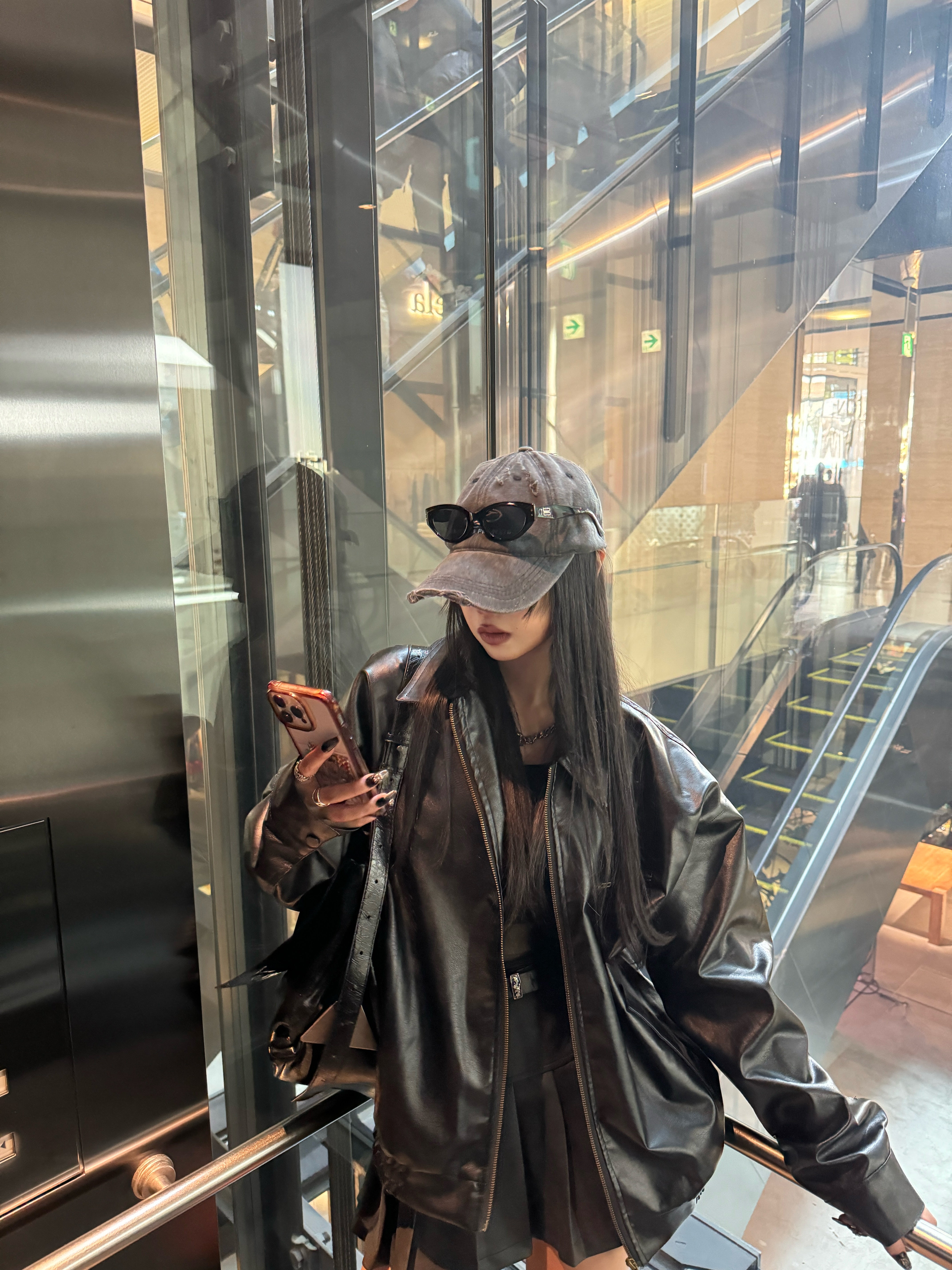 レザージャケット+プリーツスカートセットアップ KSG30003