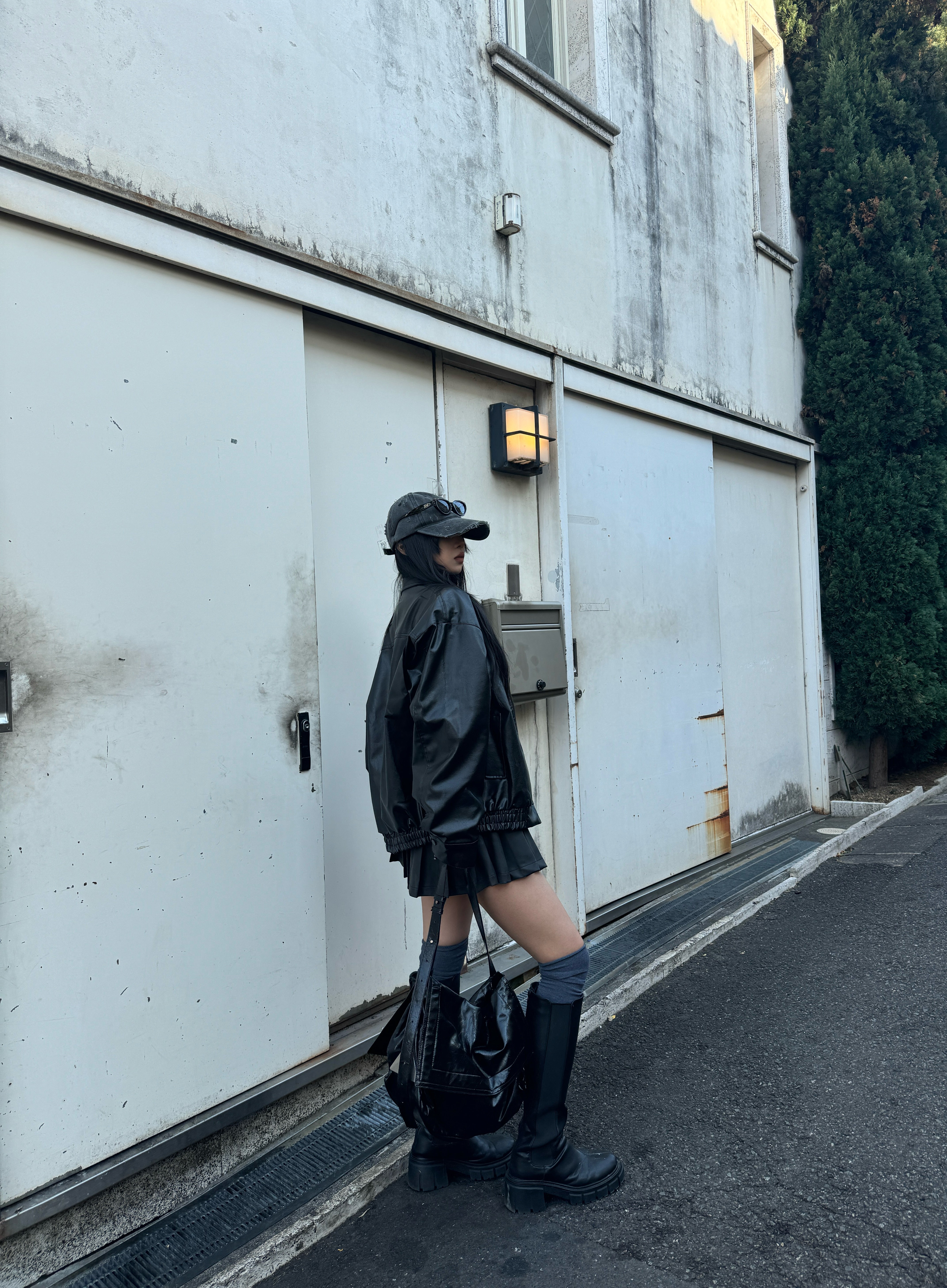 レザージャケット+プリーツスカートセットアップ KSG30003