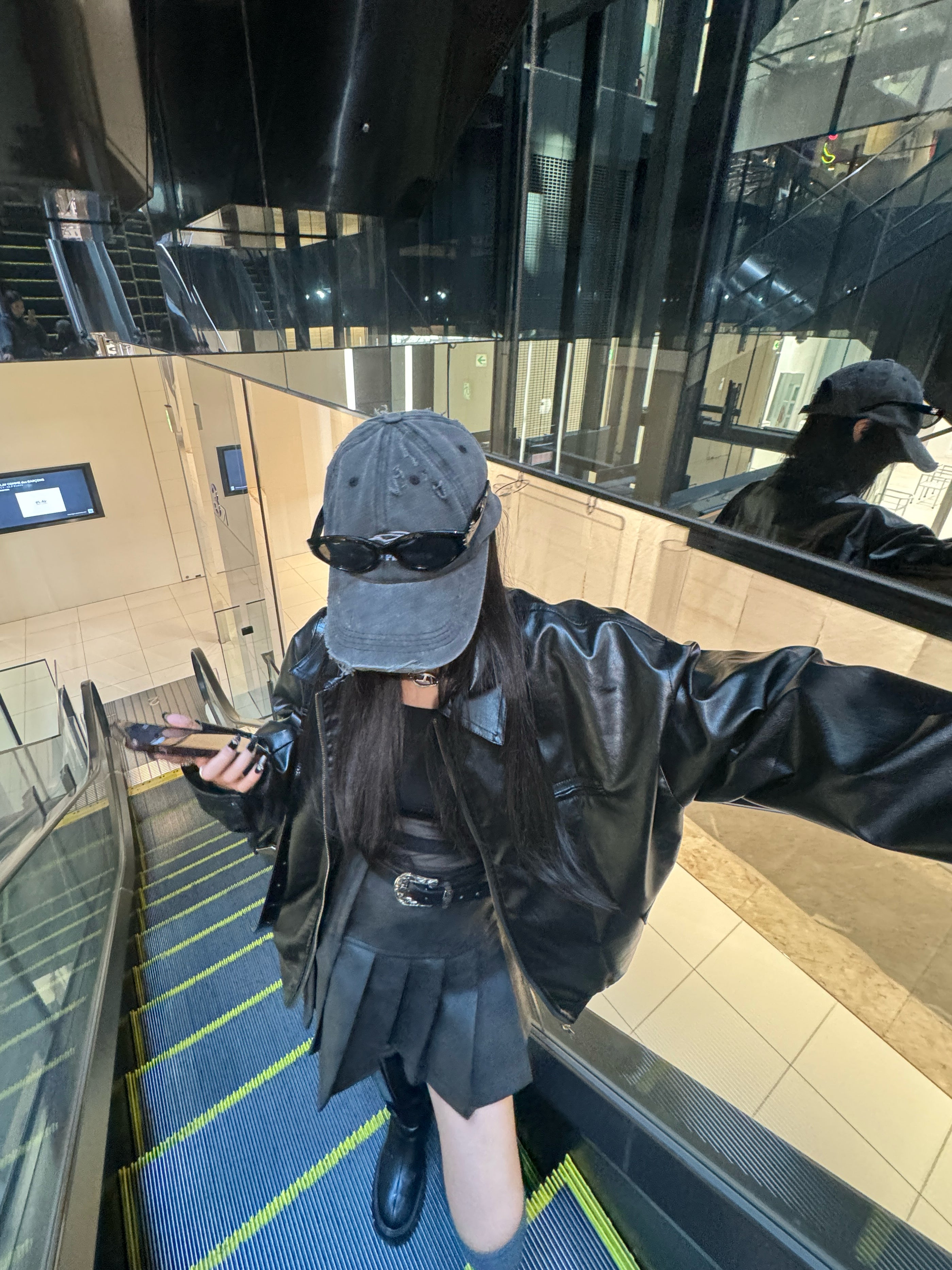 レザージャケット+プリーツスカートセットアップ KSG30003