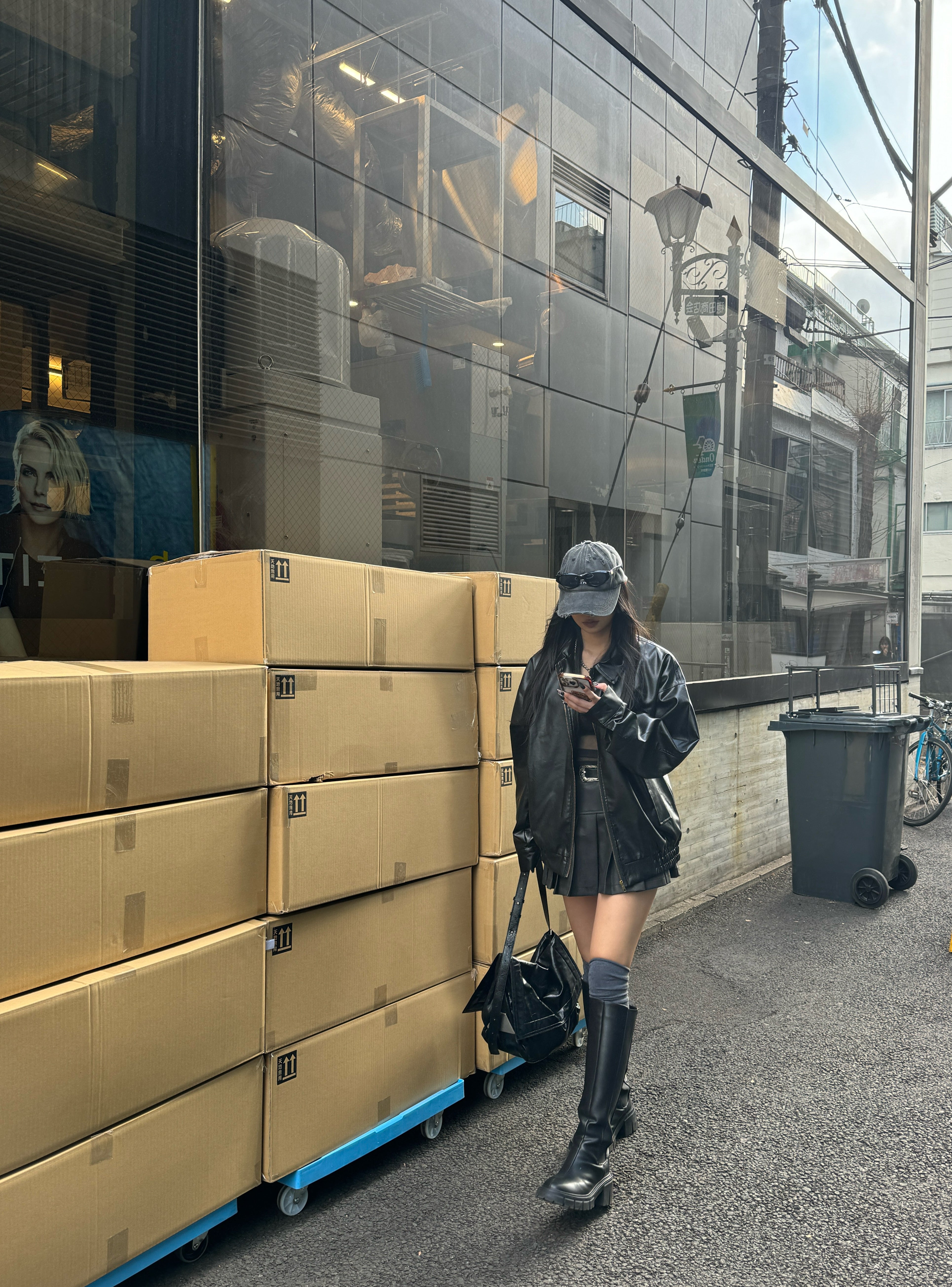 レザージャケット+プリーツスカートセットアップ KSG30003