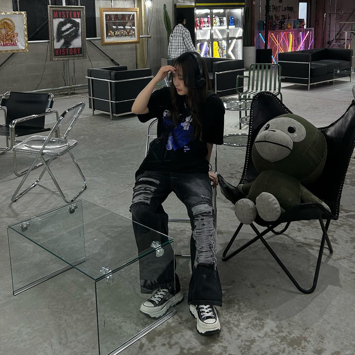 ダメージバギーデニムパンツ KSG17601