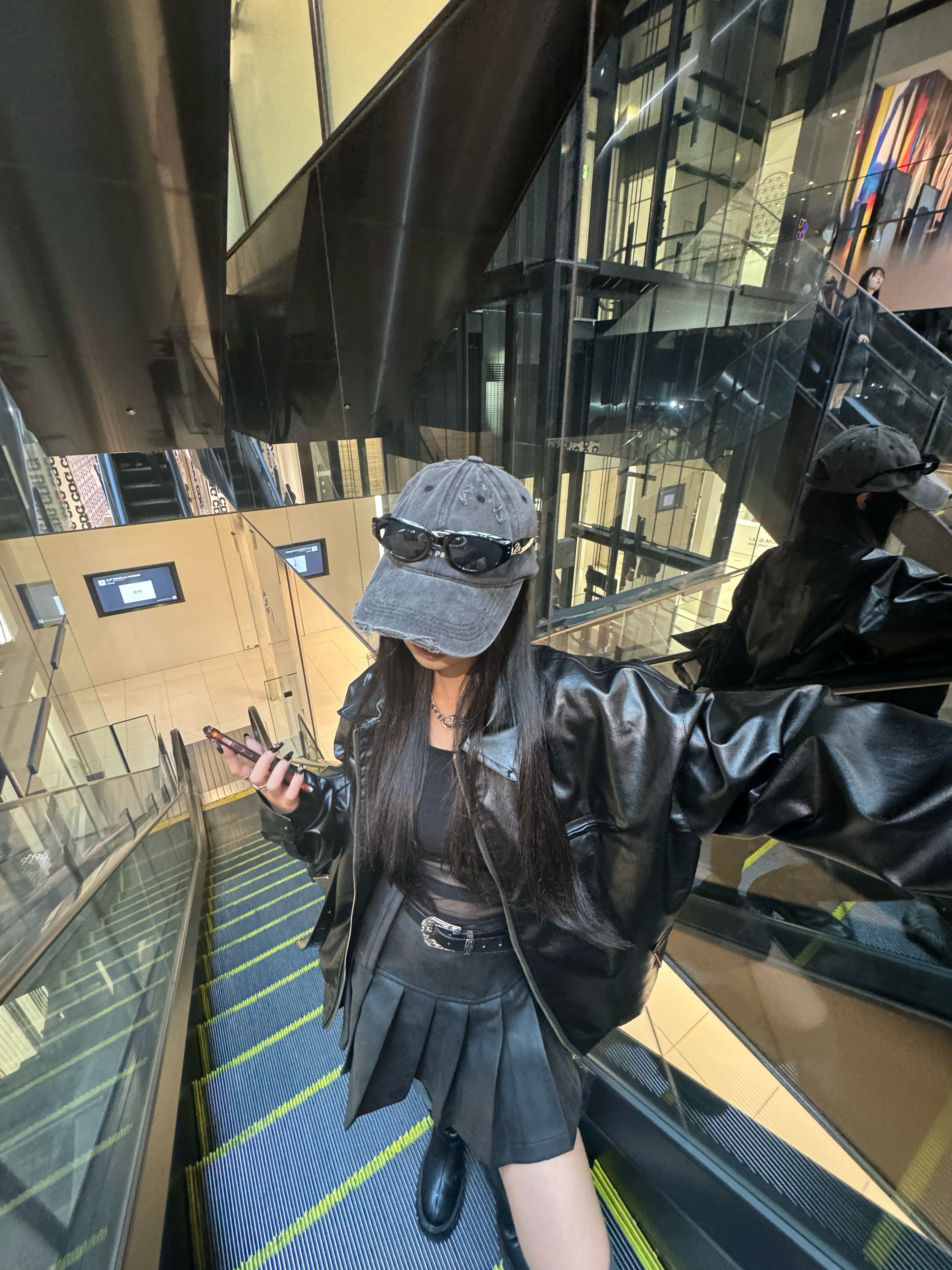 レザージャケット+プリーツスカートセットアップ KSG30003