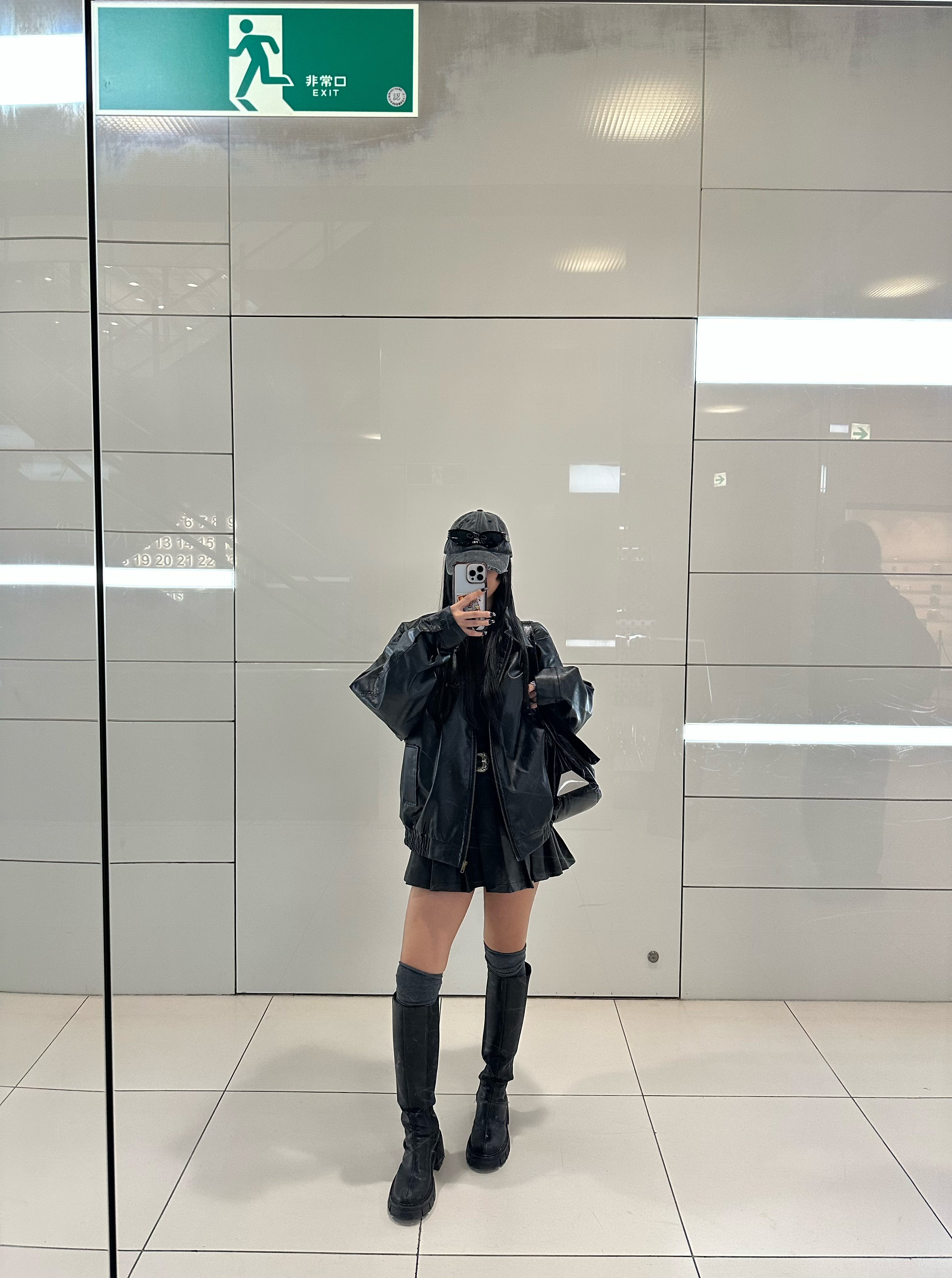 レザージャケット+プリーツスカートセットアップ KSG30003