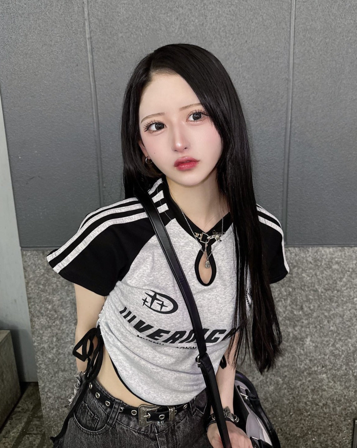 クロップドフックデザインTシャツ KSG20788
