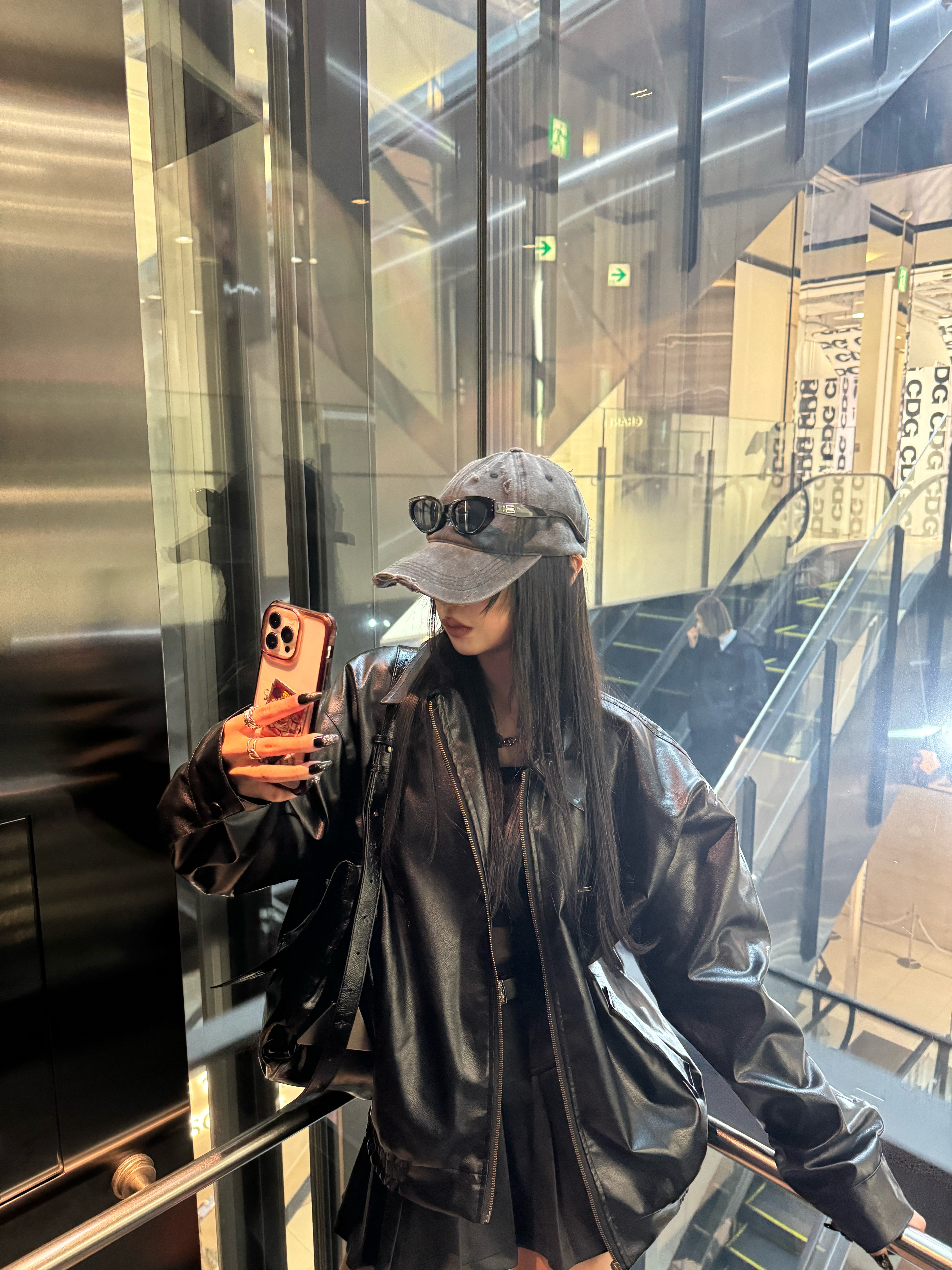 レザージャケット+プリーツスカートセットアップ KSG30003