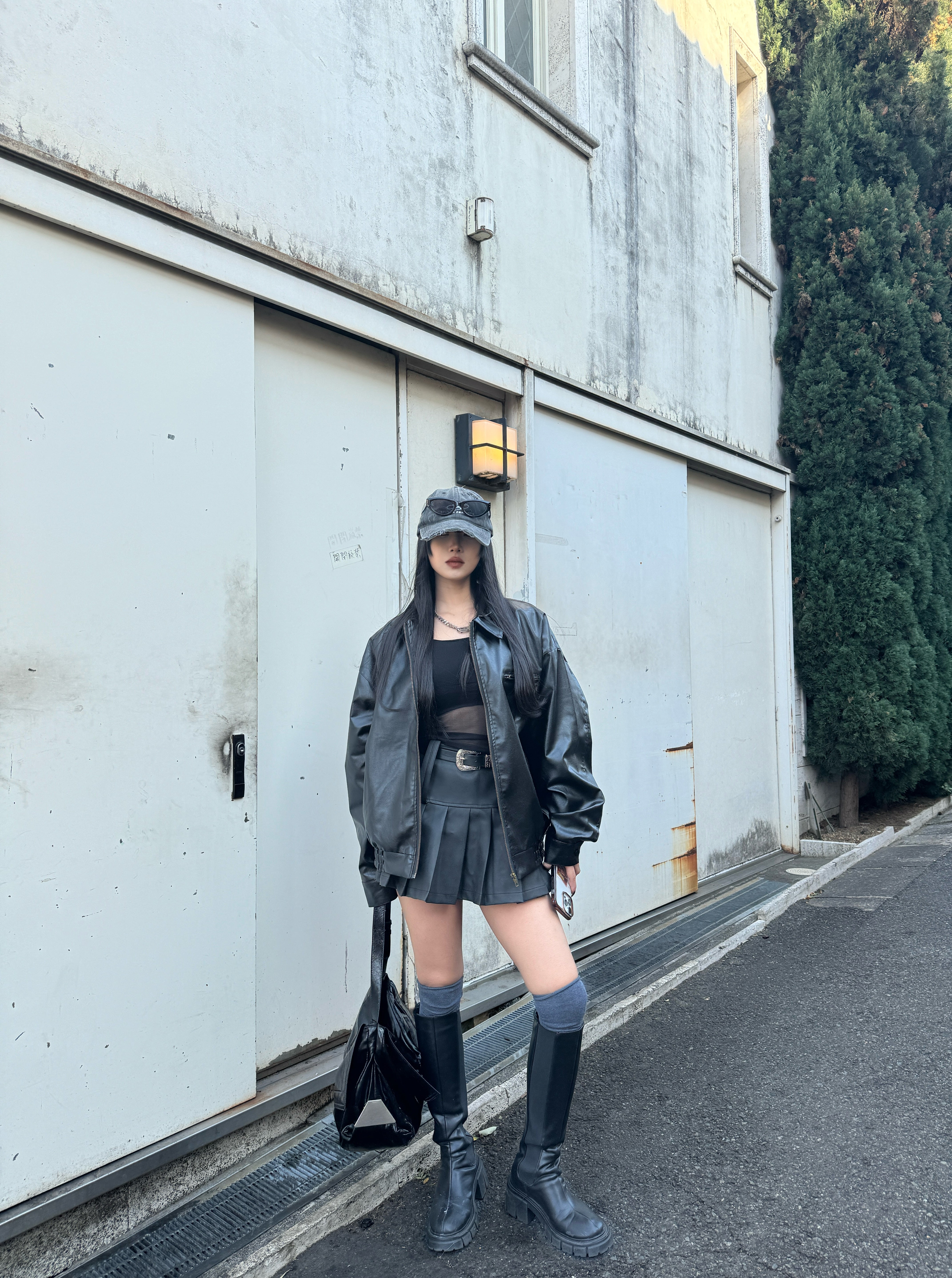 レザージャケット+プリーツスカートセットアップ KSG30003