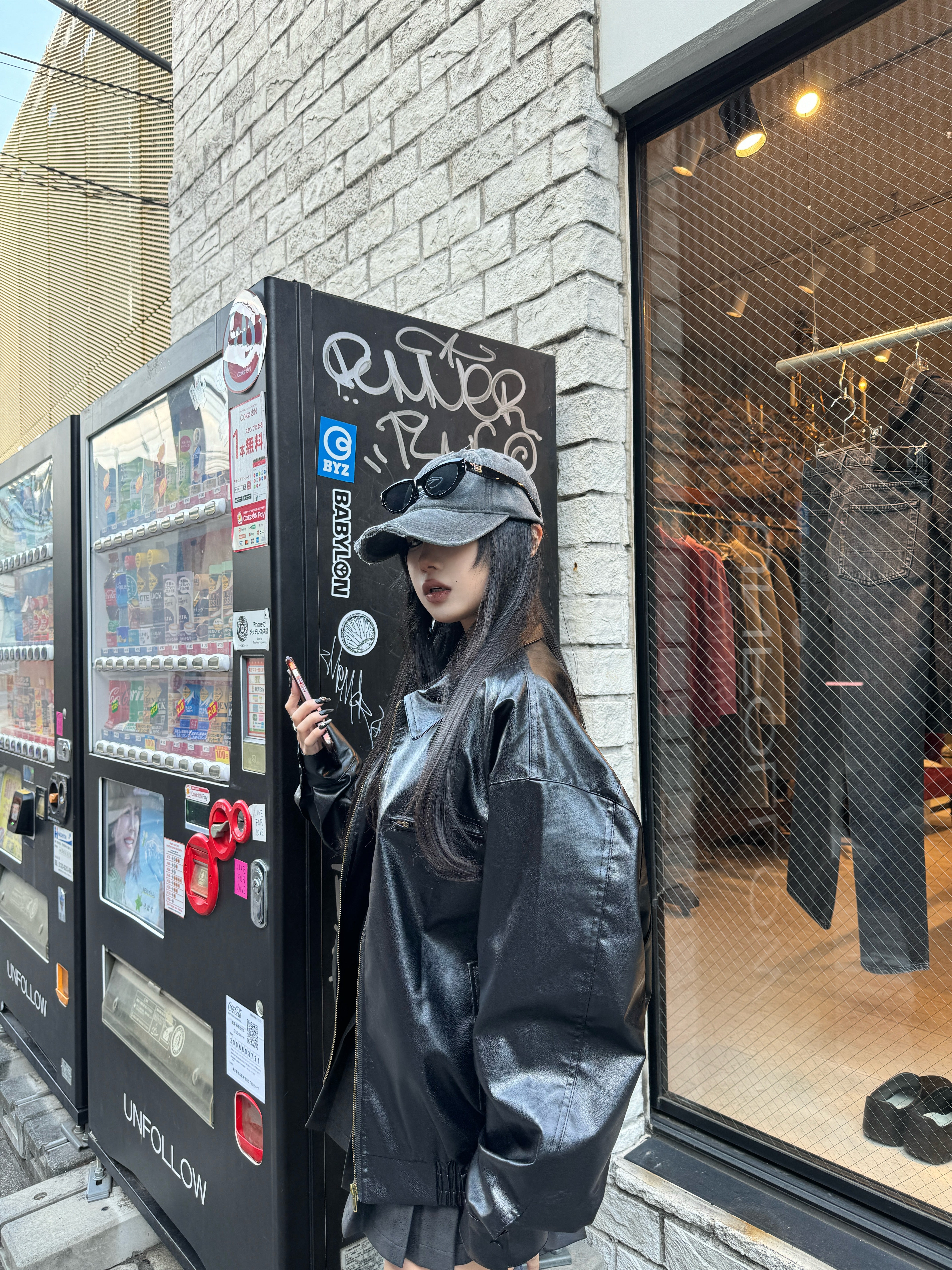 レザージャケット+プリーツスカートセットアップ KSG30003