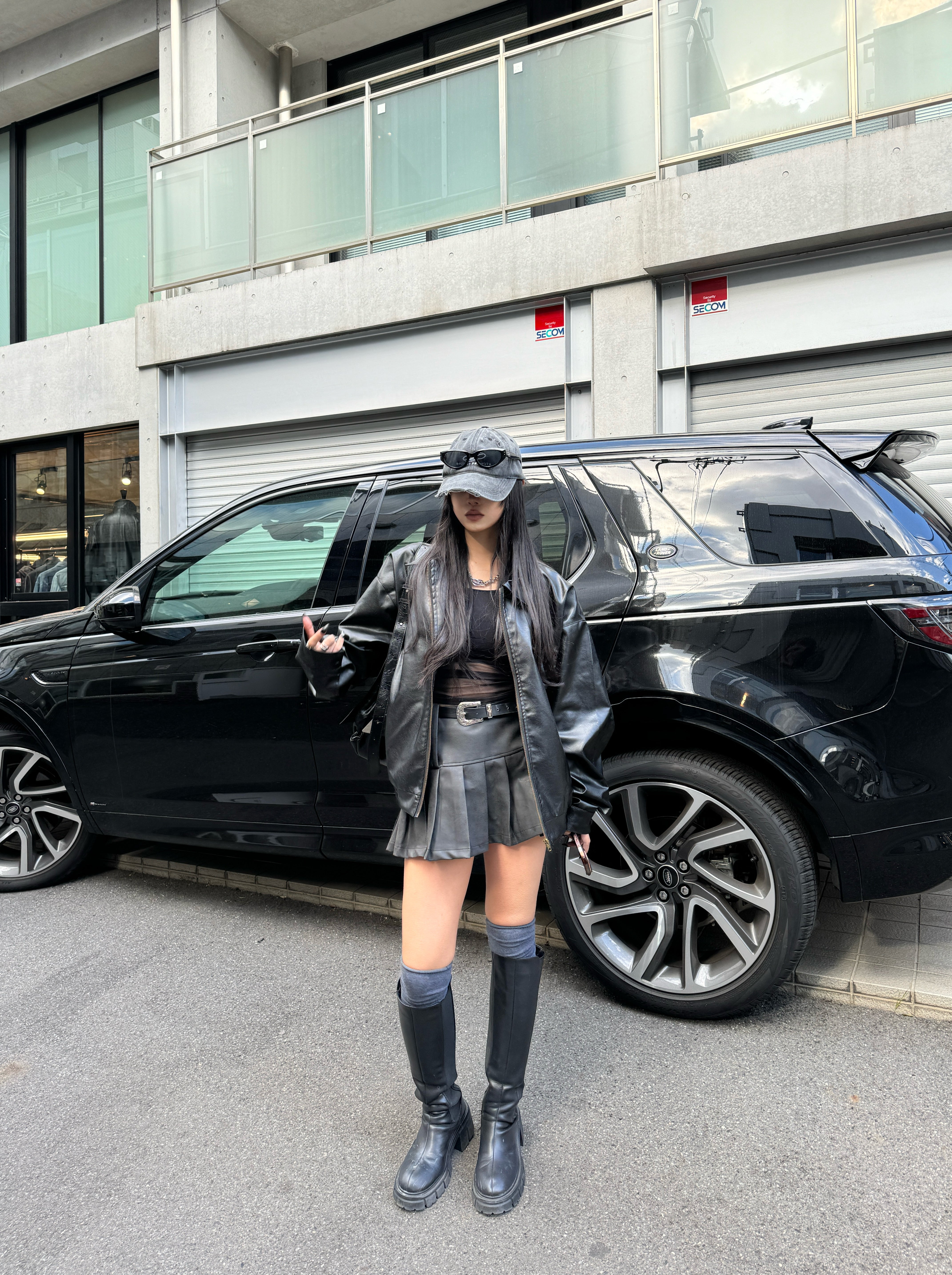 レザージャケット+プリーツスカートセットアップ KSG30003