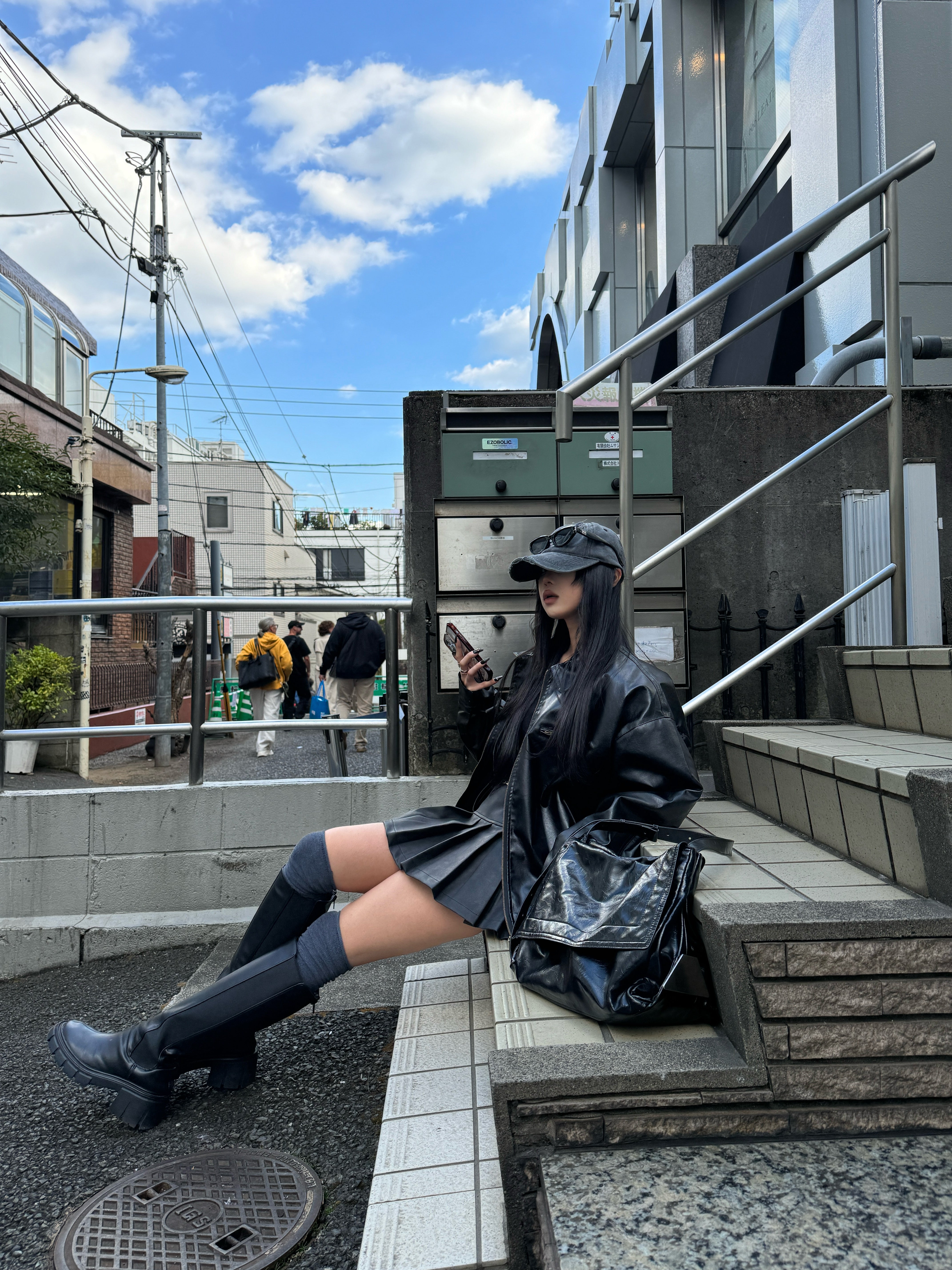 レザージャケット+プリーツスカートセットアップ KSG30003