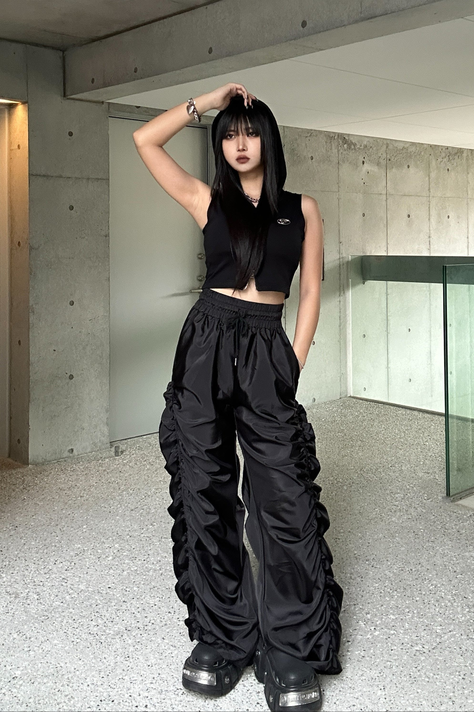 ワイドシャーリングモップパンツ KSG19205