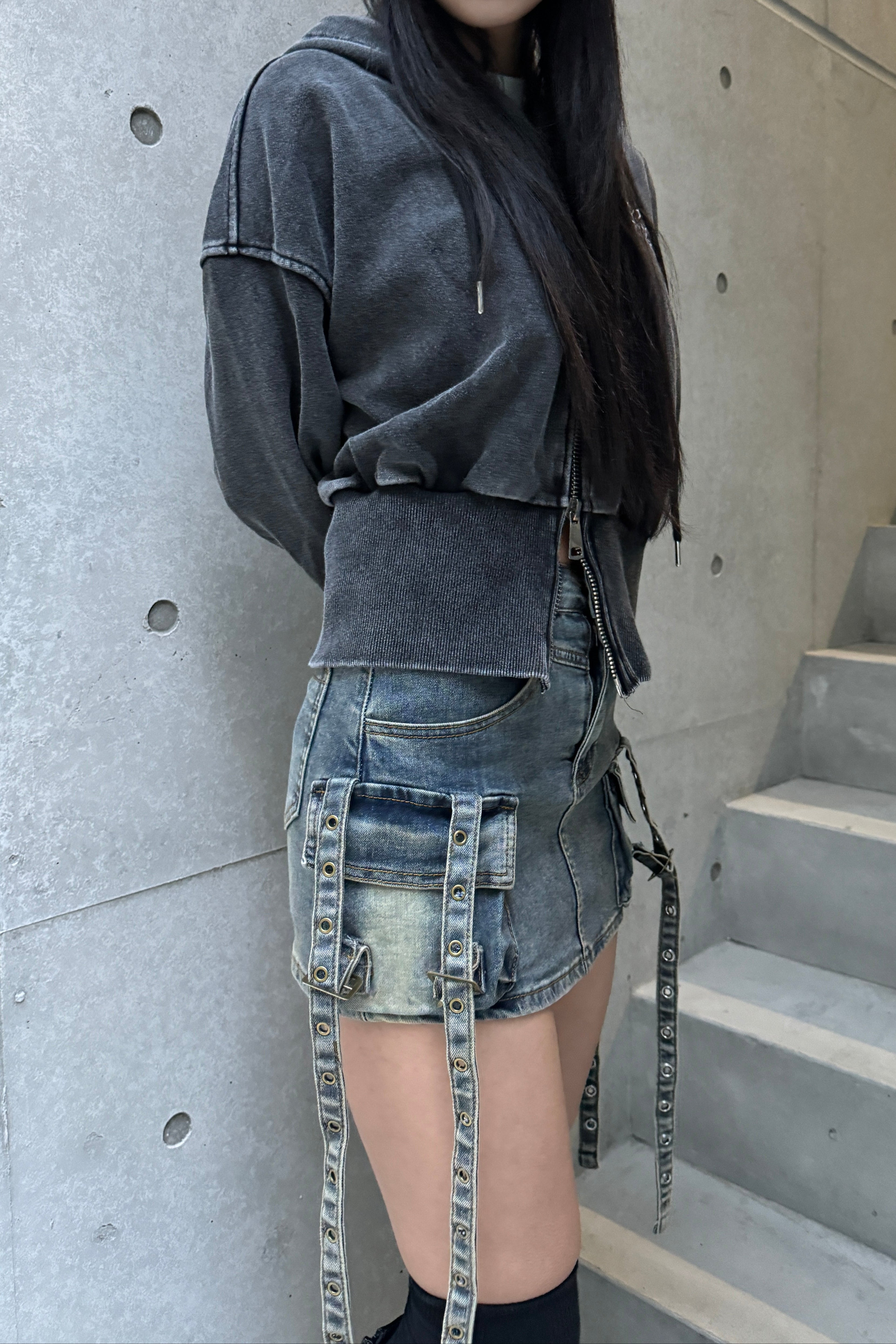 cargo long belt skirt KSG20631