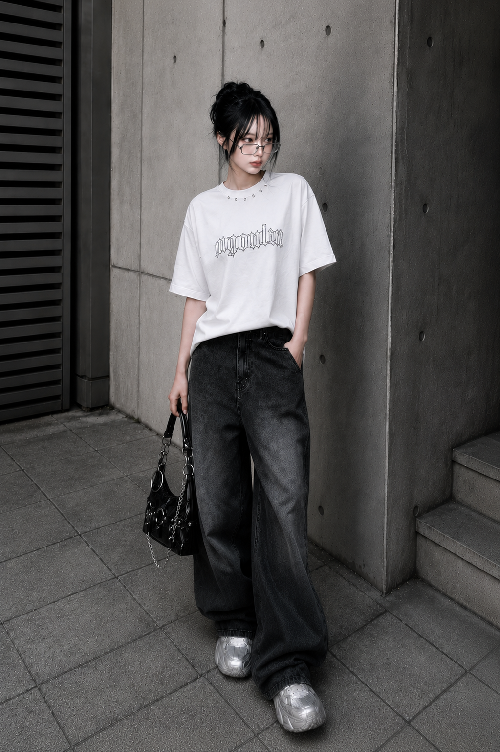 オーバーダブルラインストーンTシャツ KSG21344