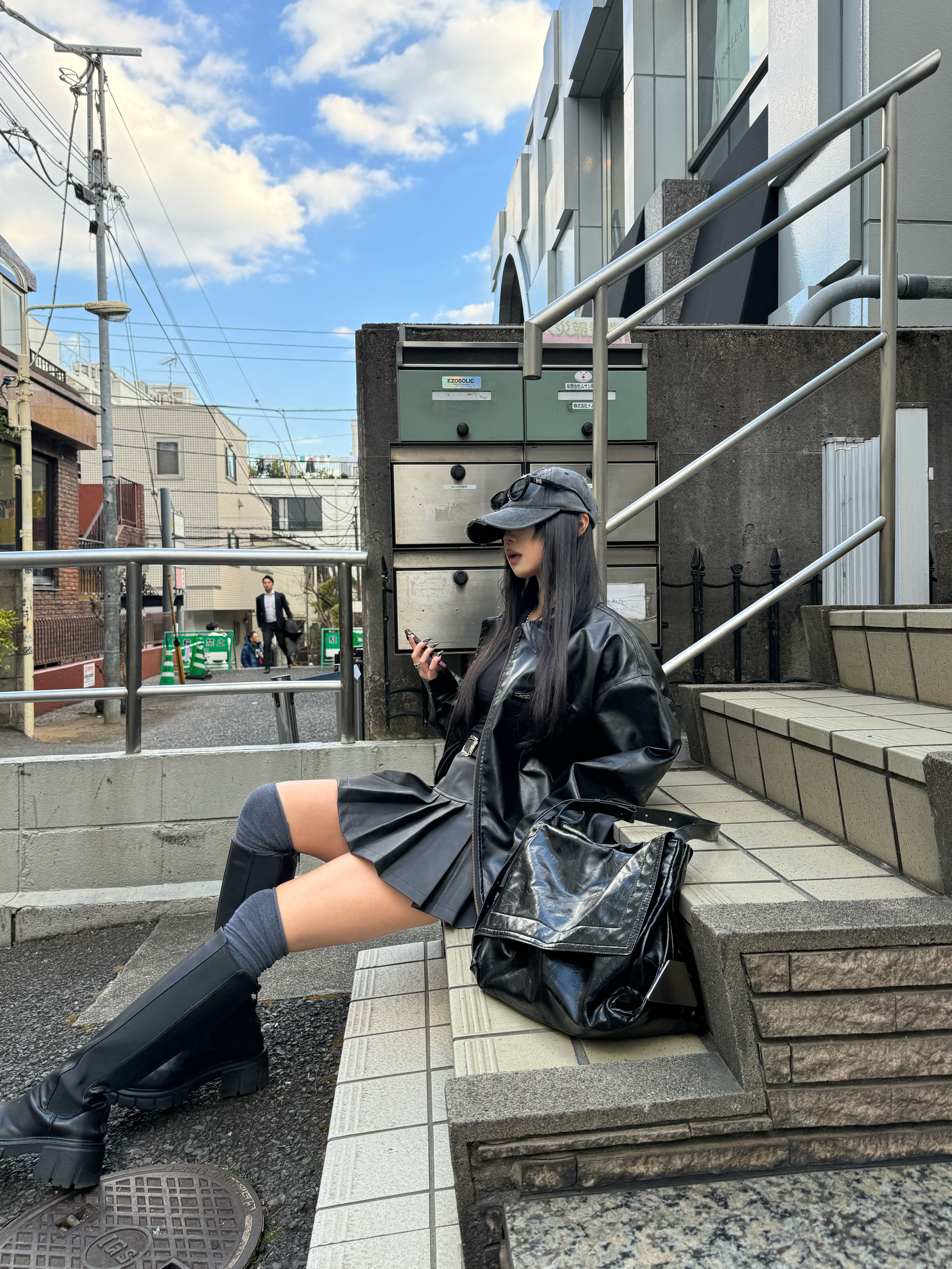 レザージャケット+プリーツスカートセットアップ KSG30003