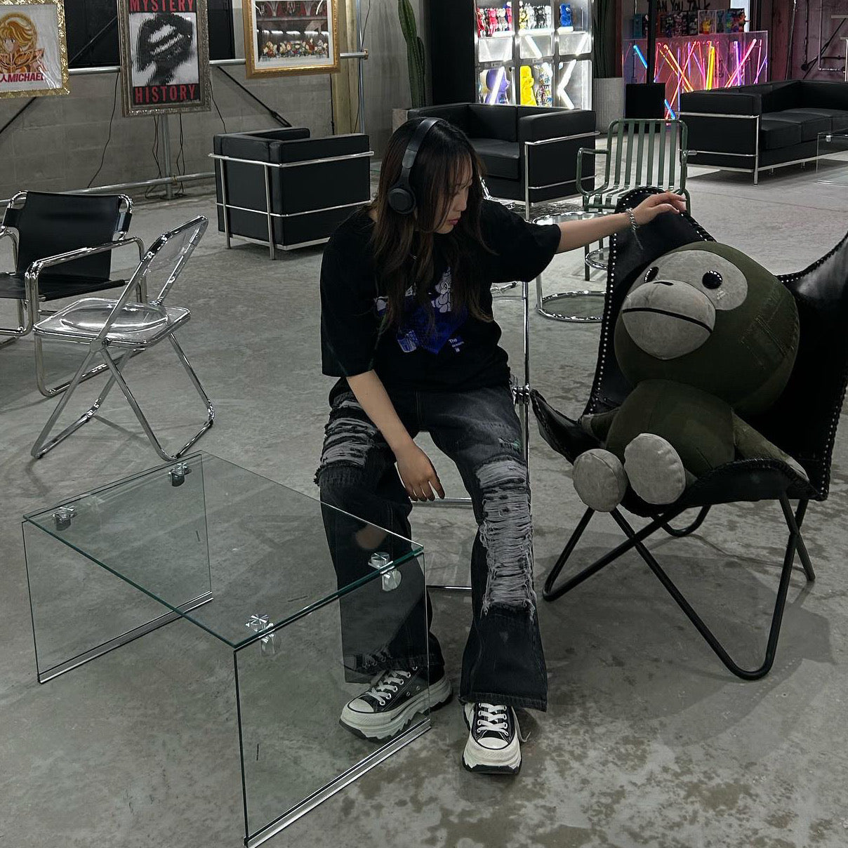 ダメージバギーデニムパンツ KSG17601