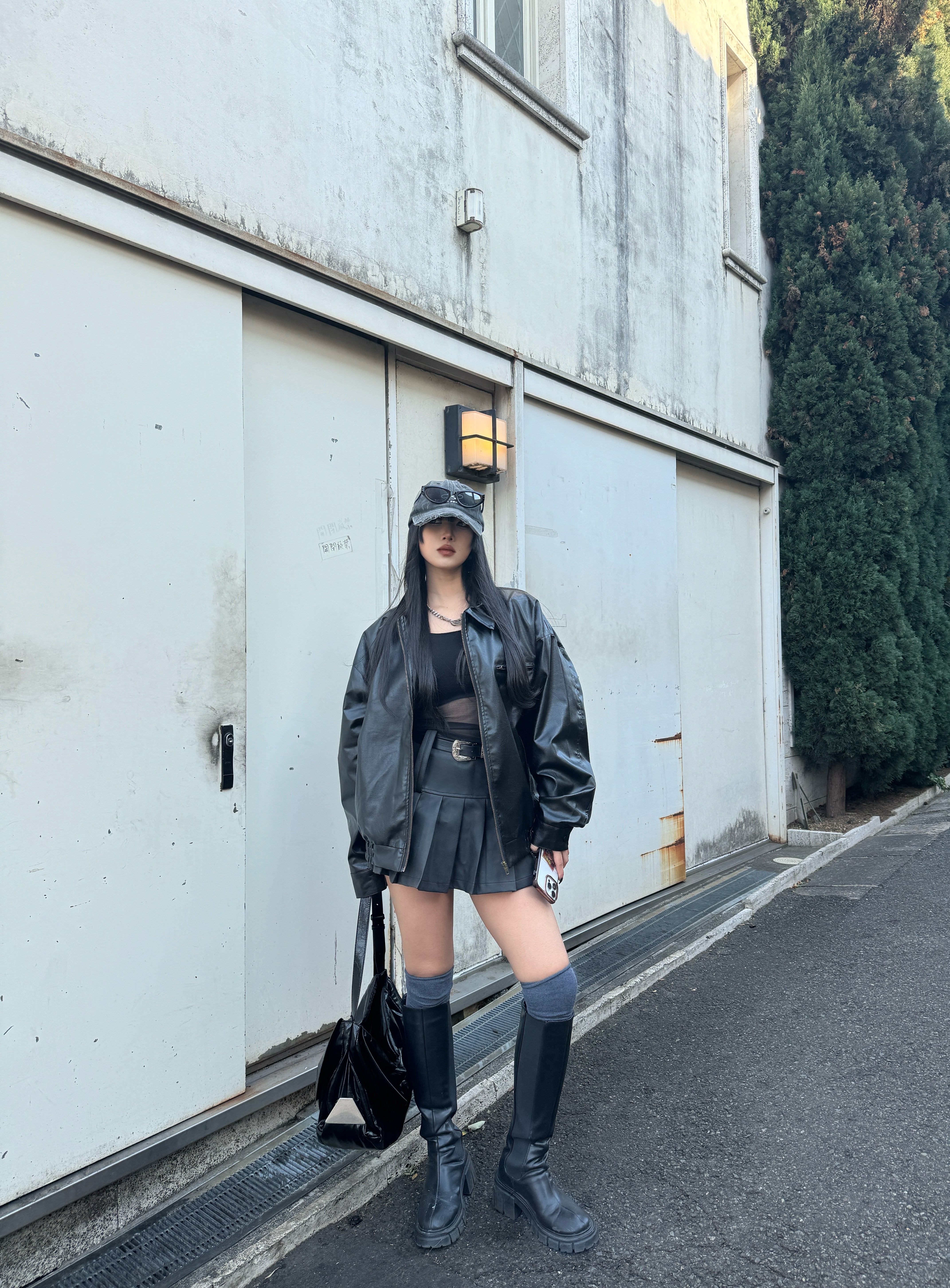 レザージャケット+プリーツスカートセットアップ KSG30003