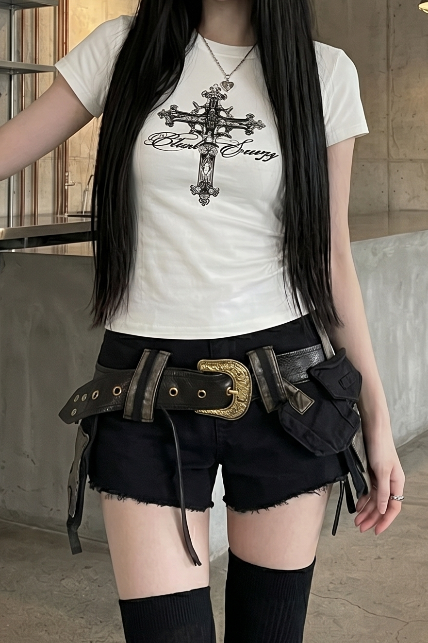 クロスレタリングTシャツ KSG21234