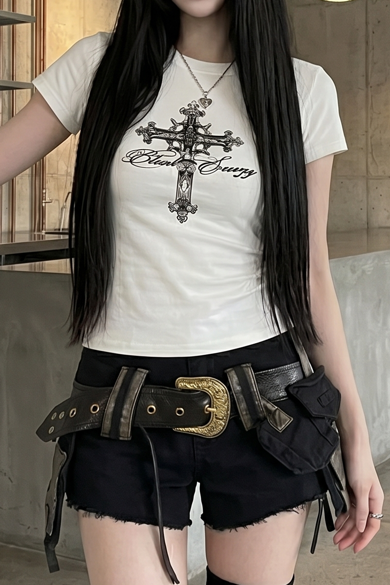 クロスレタリングTシャツ KSG21234