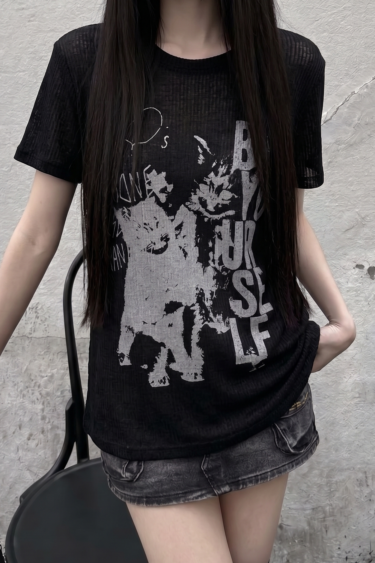 シースルーキャットTシャツ KSG21341