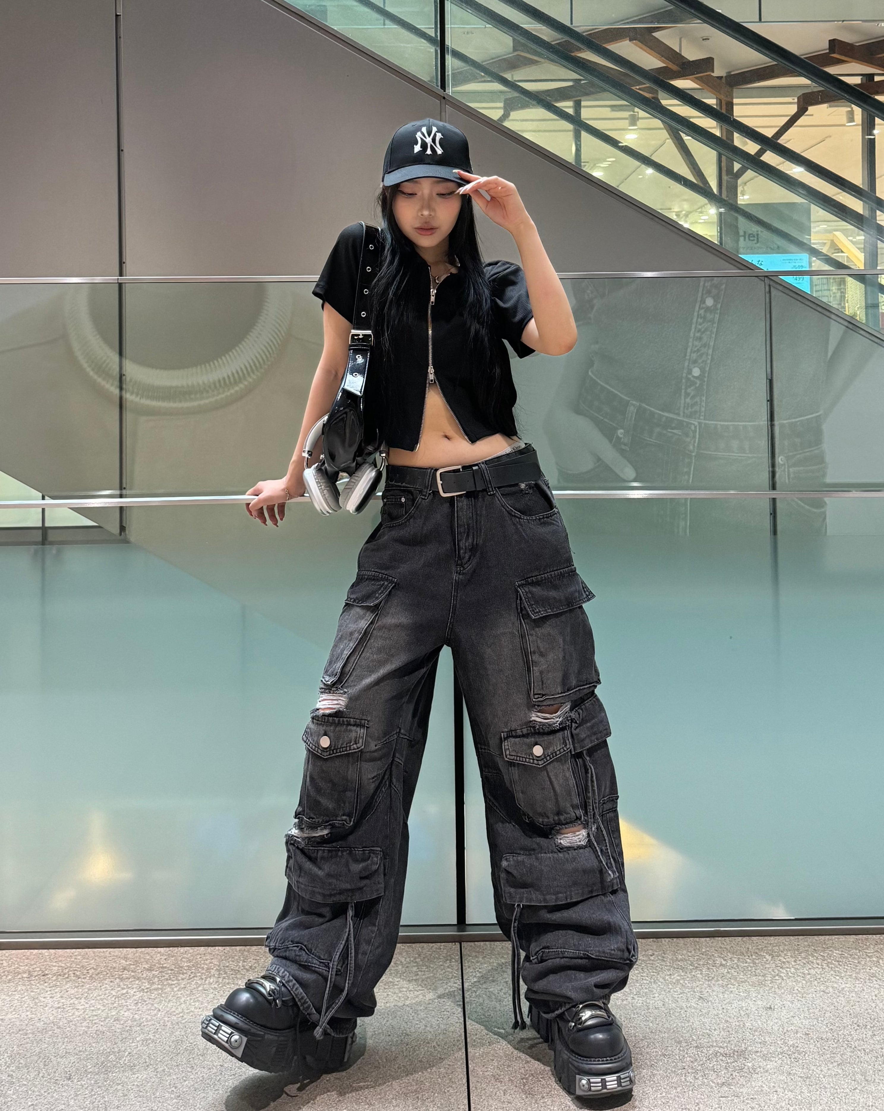 ダメージルーズワイドカーゴデニム KSG19228