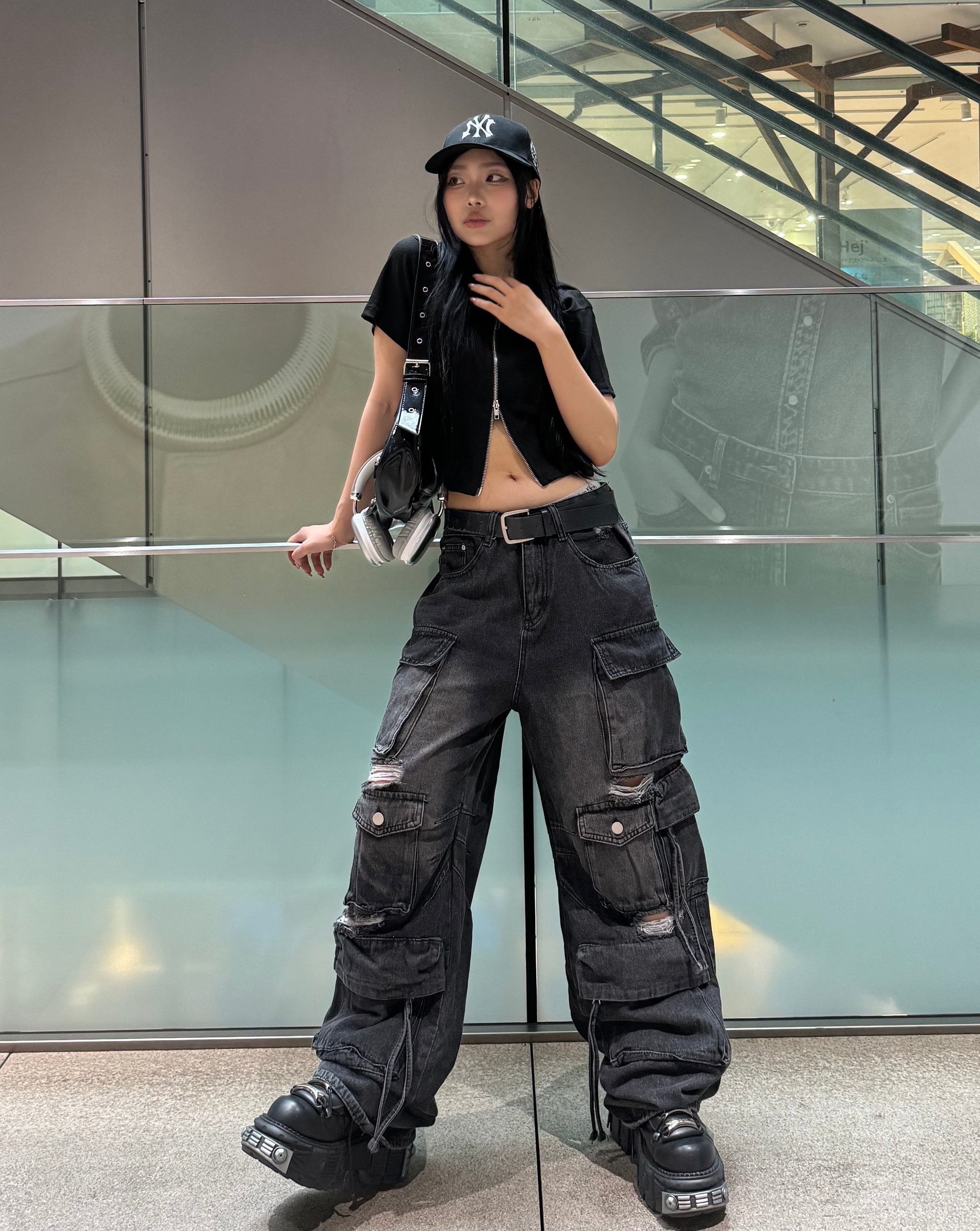 ダメージルーズワイドカーゴデニム KSG19228