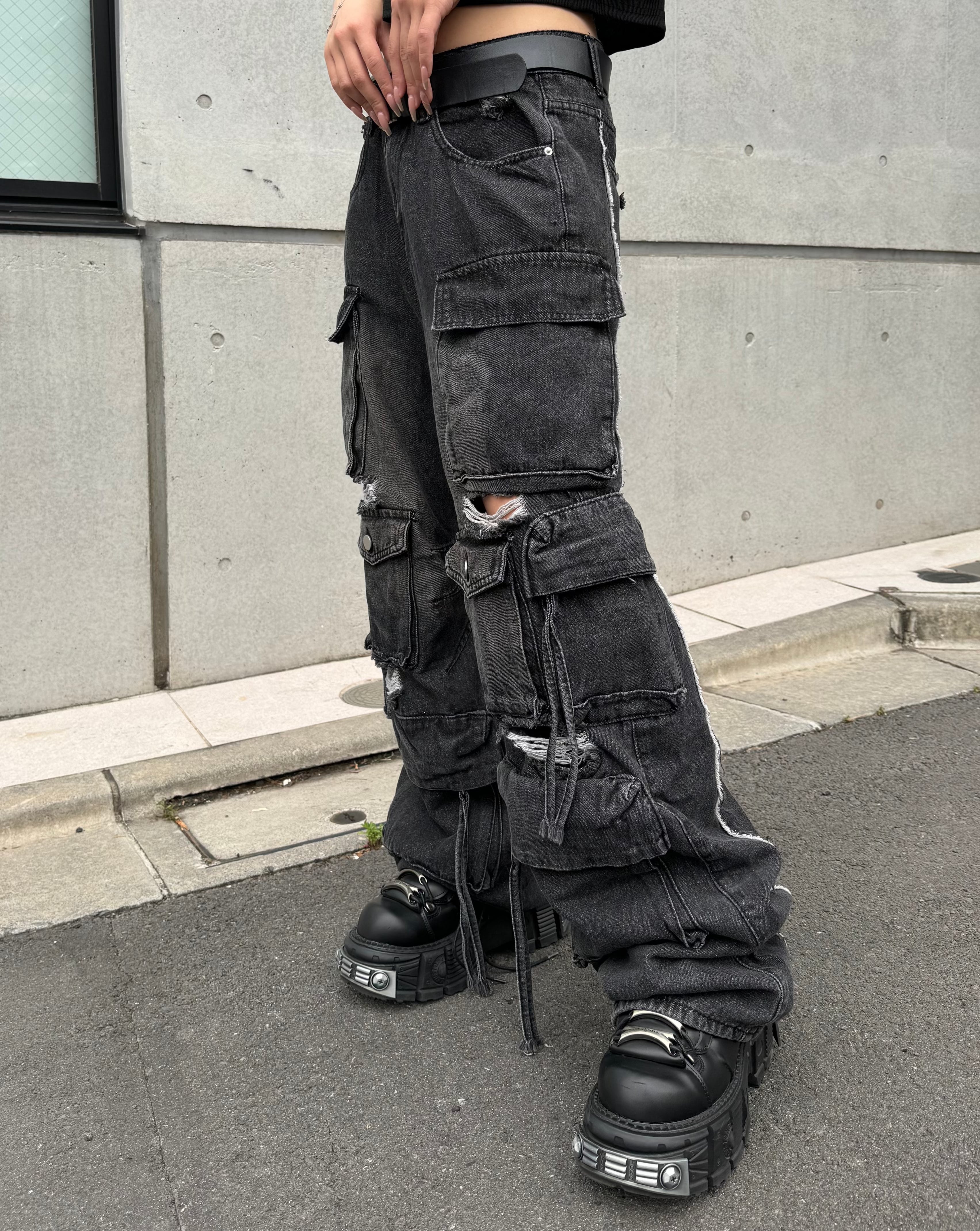 ダメージルーズワイドカーゴデニム KSG19228