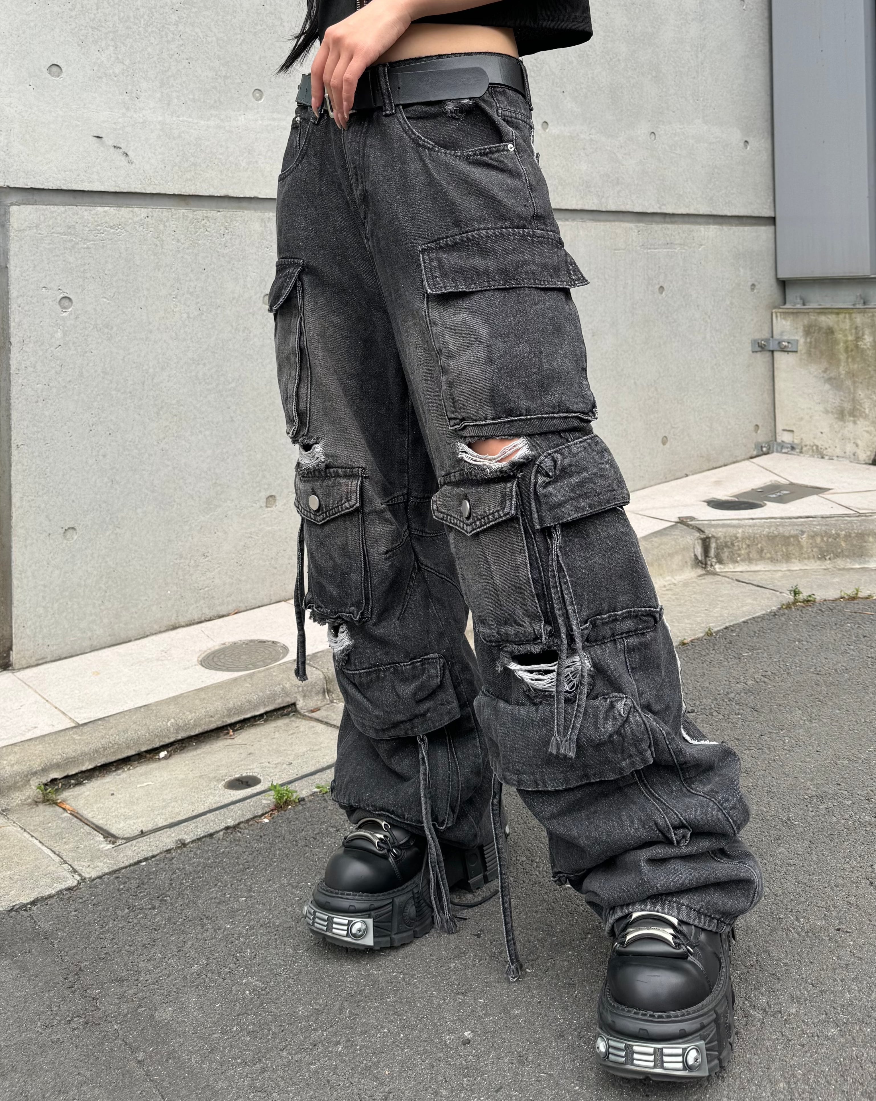 ダメージルーズワイドカーゴデニム KSG19228