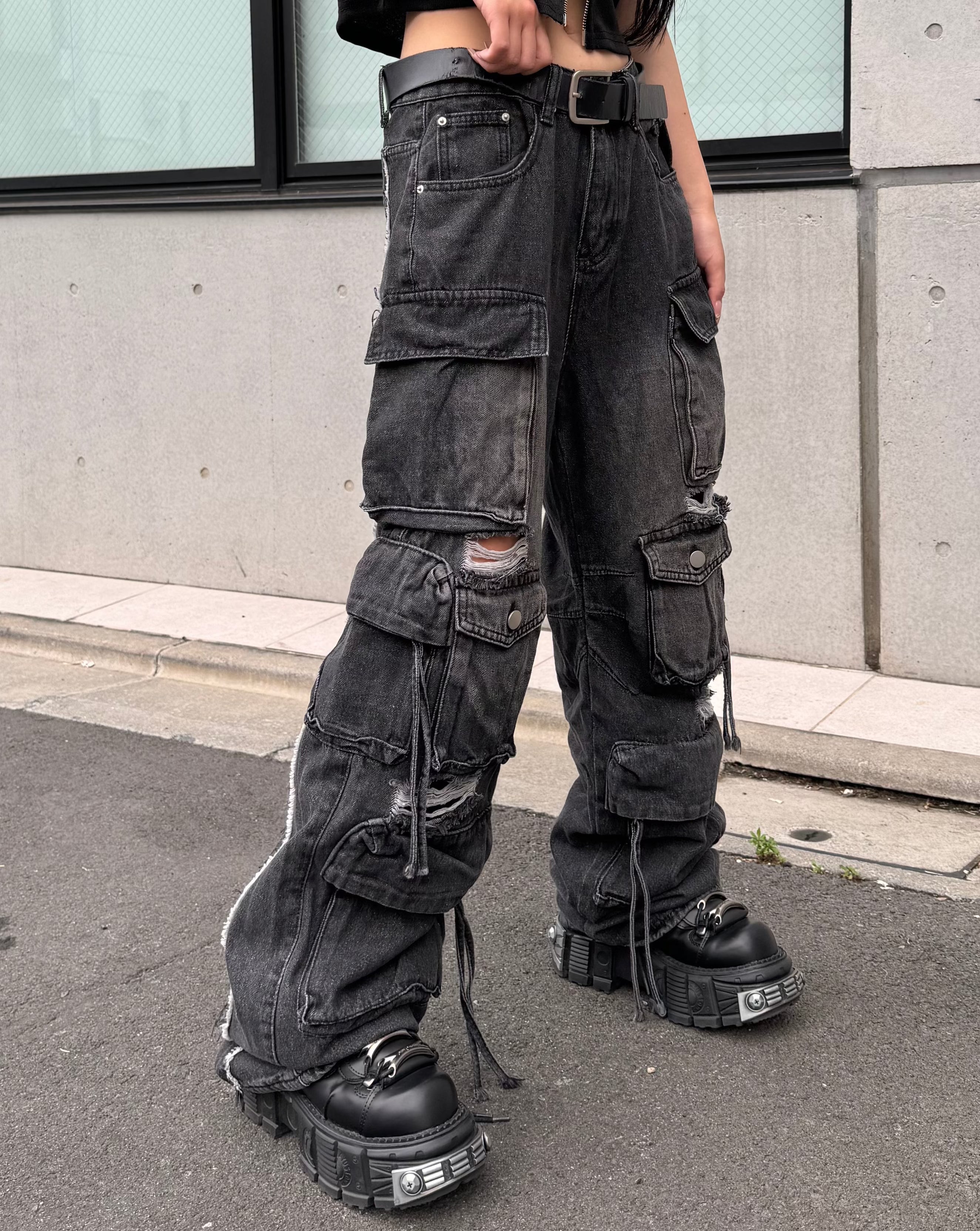 ダメージルーズワイドカーゴデニム KSG19228