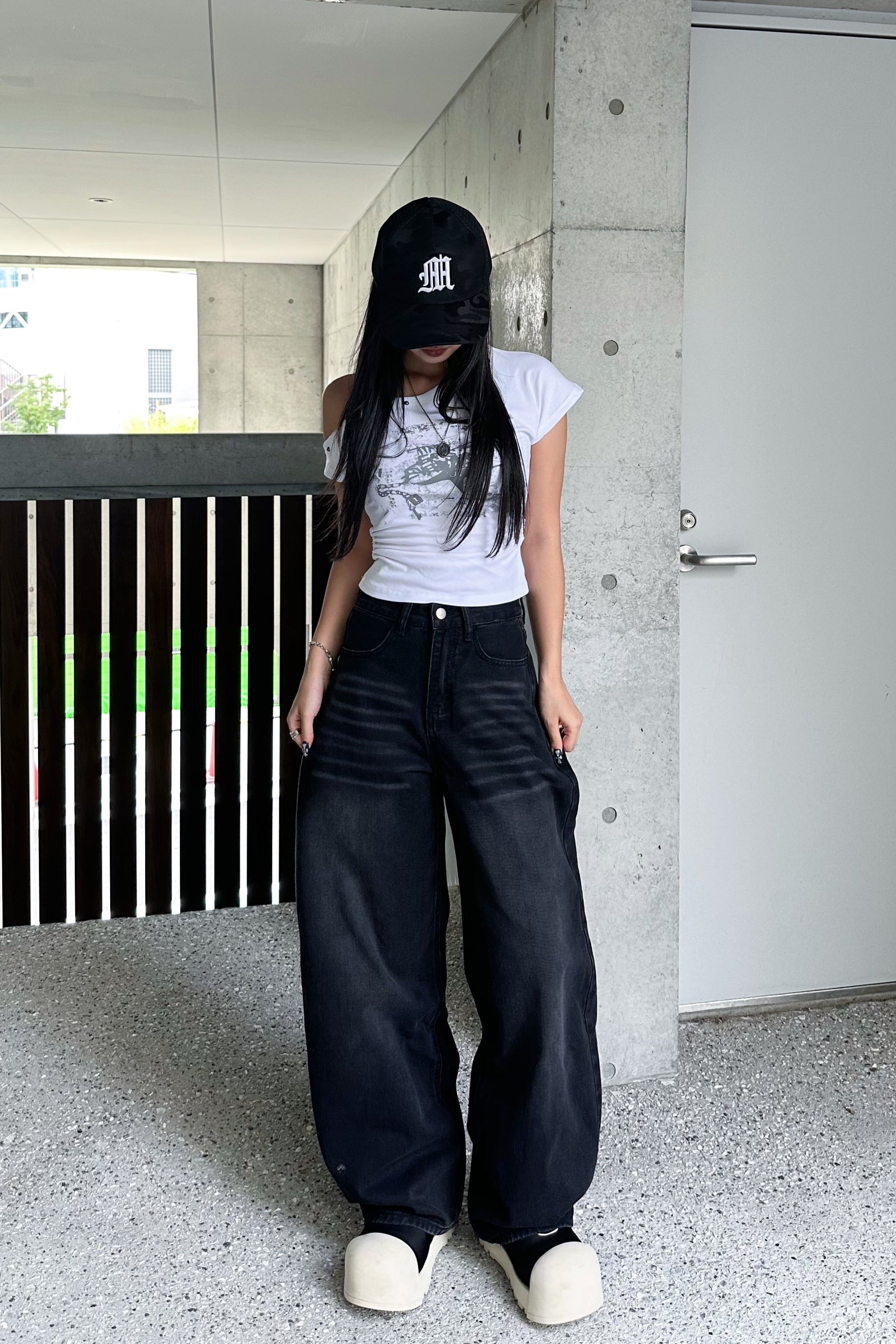 lettering cross pocket denim KSG19312