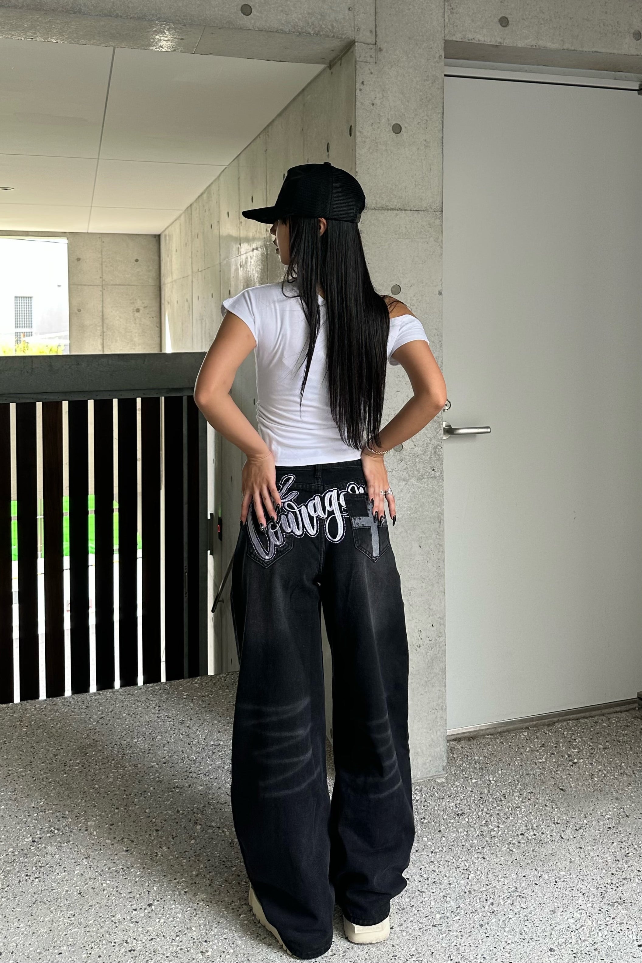 lettering cross pocket denim KSG19312