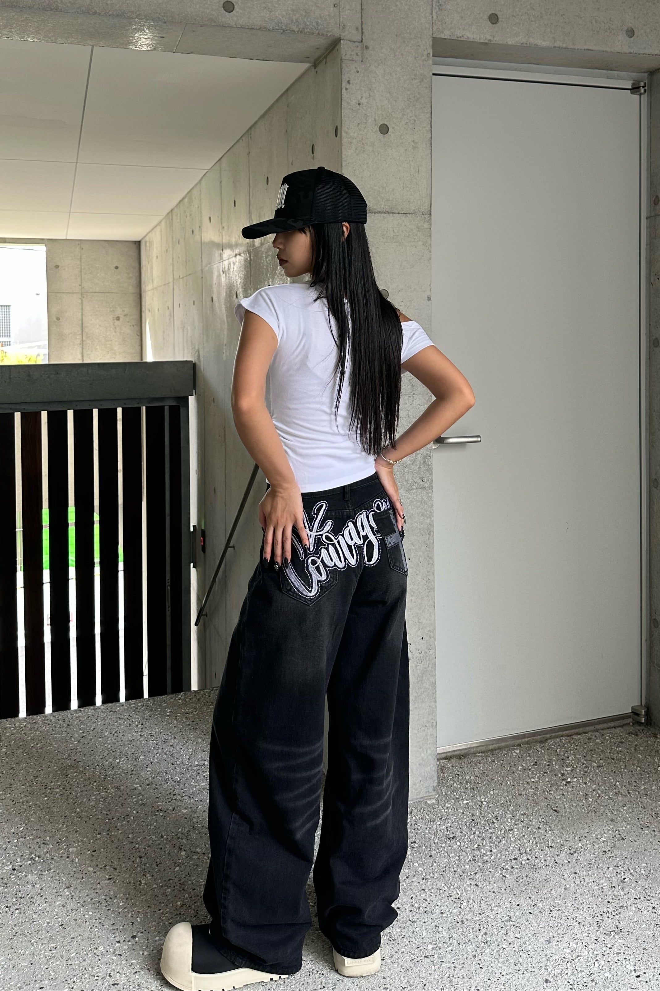 lettering cross pocket denim KSG19312