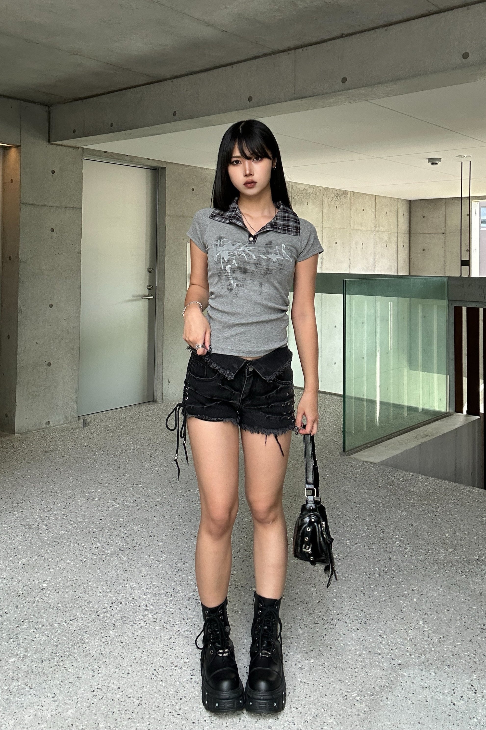 check neck shirring top KSG20923