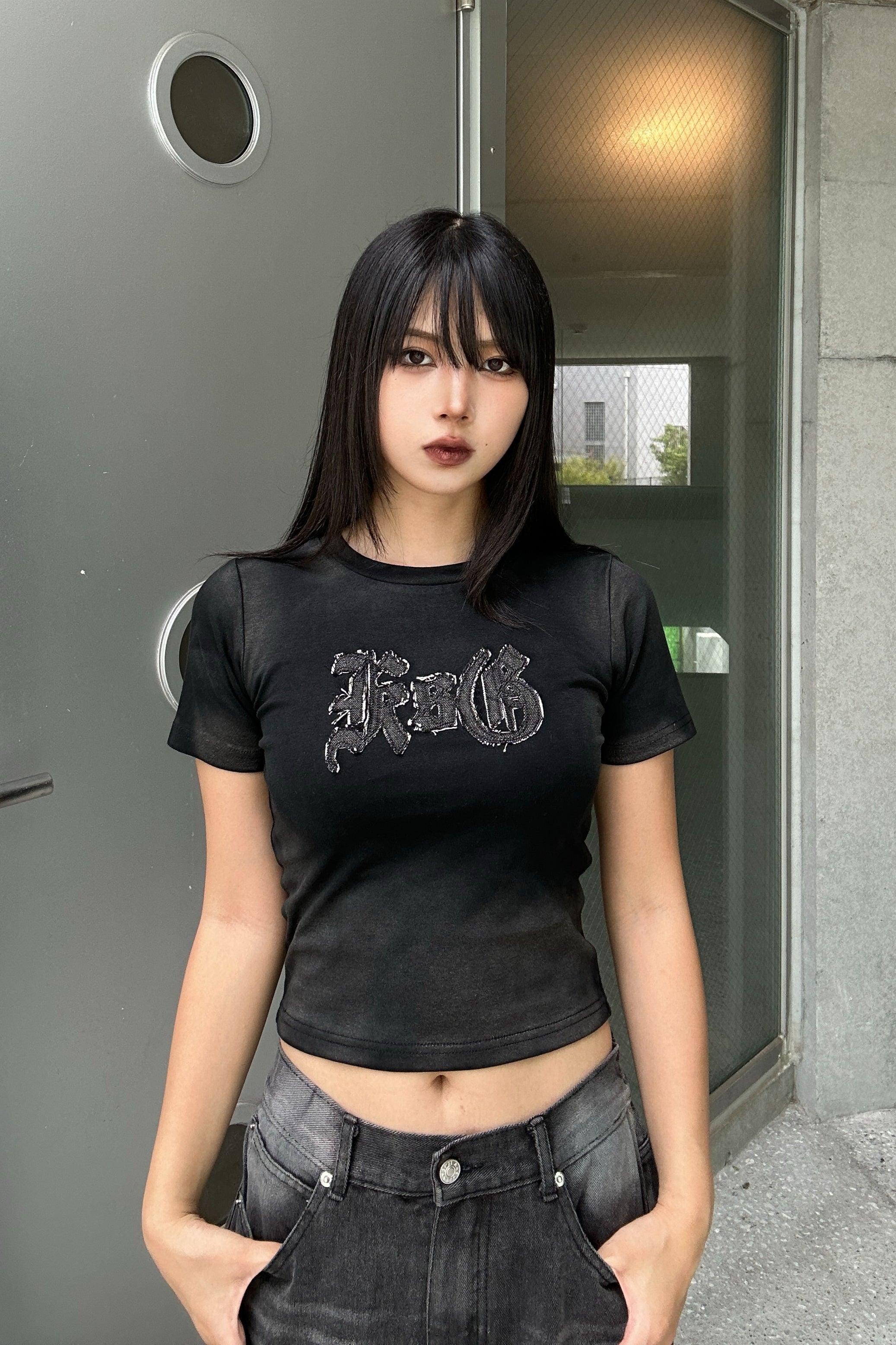 ダメージロゴクロップドTシャツ KSG20932